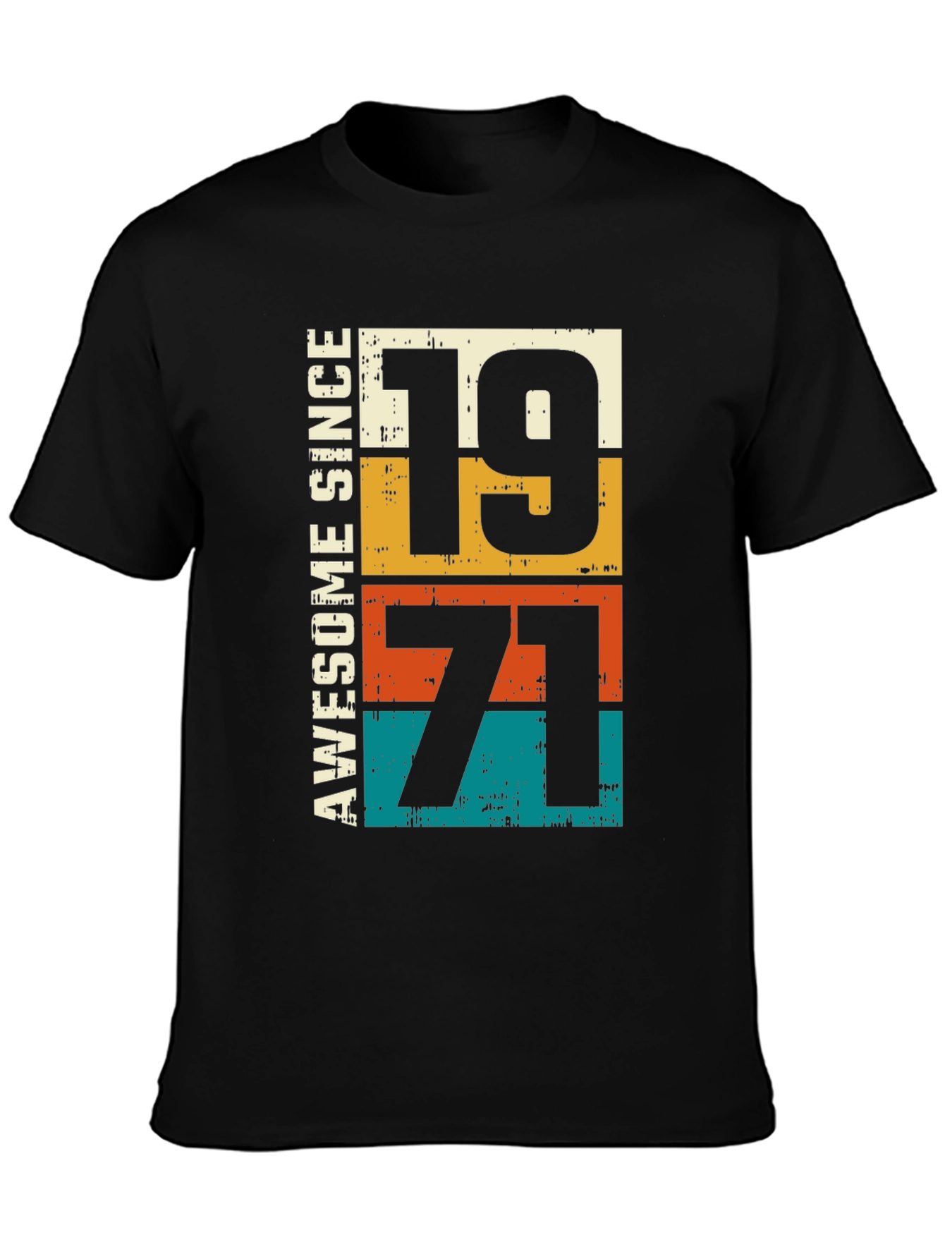Black Awesome Since 1971 T-Shirt - Retro Style view 3