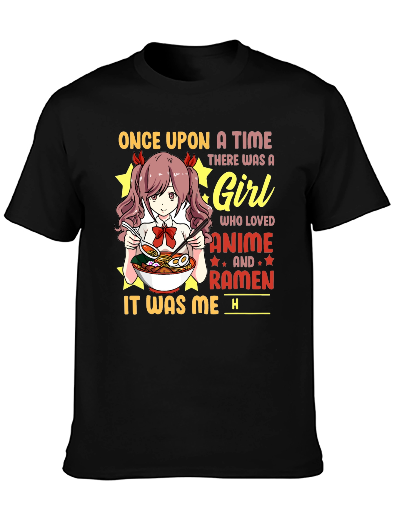 Black Anime & Ramen Girl T-Shirt view 3