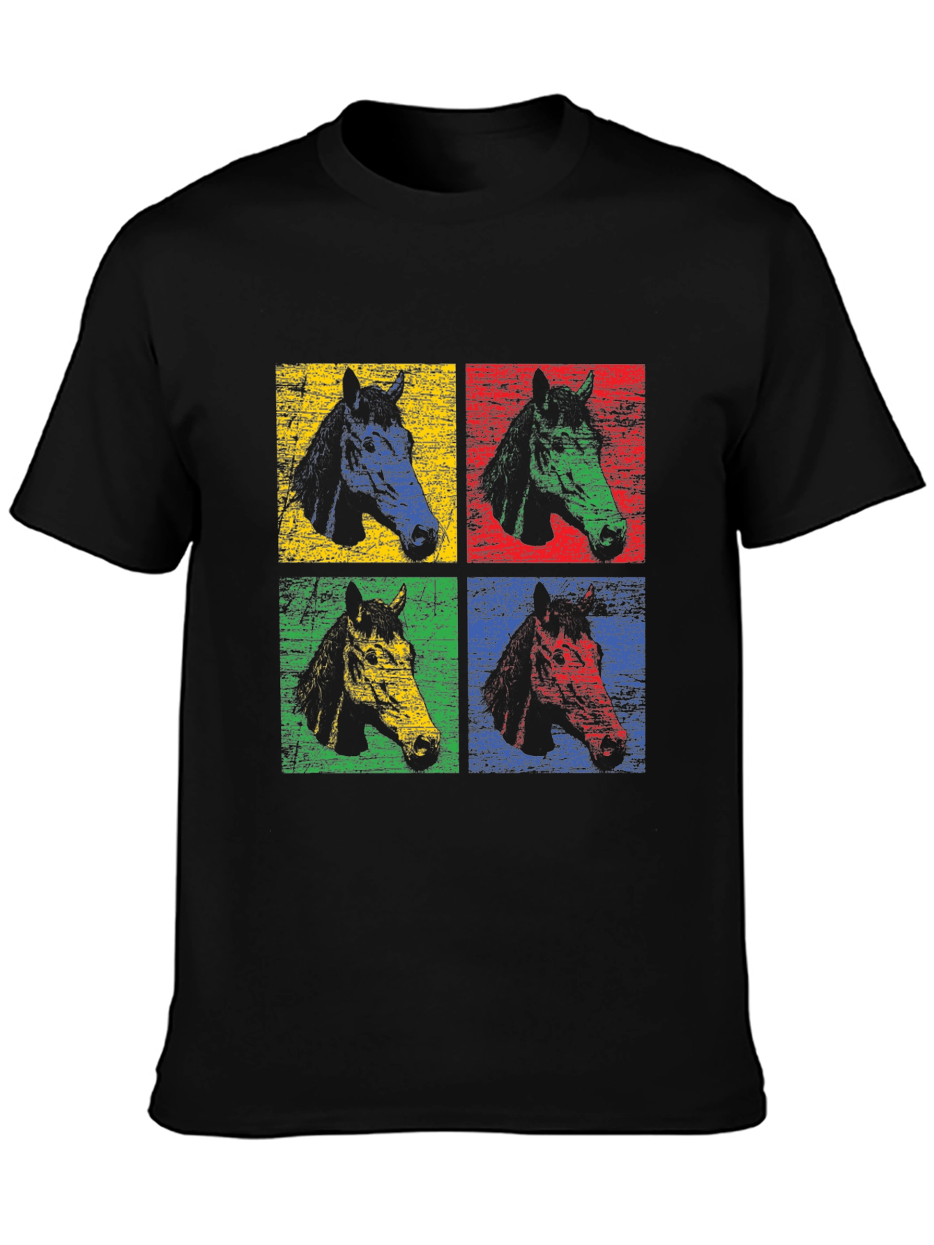 Black Pop Art Horse Tee - Colorful Graphic T-Shirt view 3