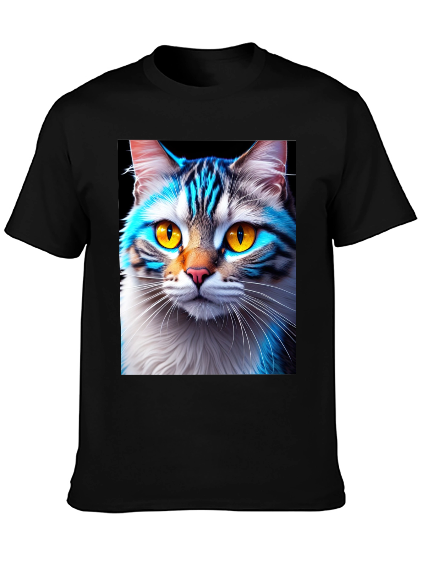 Black Cool Cat Graphic Tee - Stylish Animal Print Shirt view 3