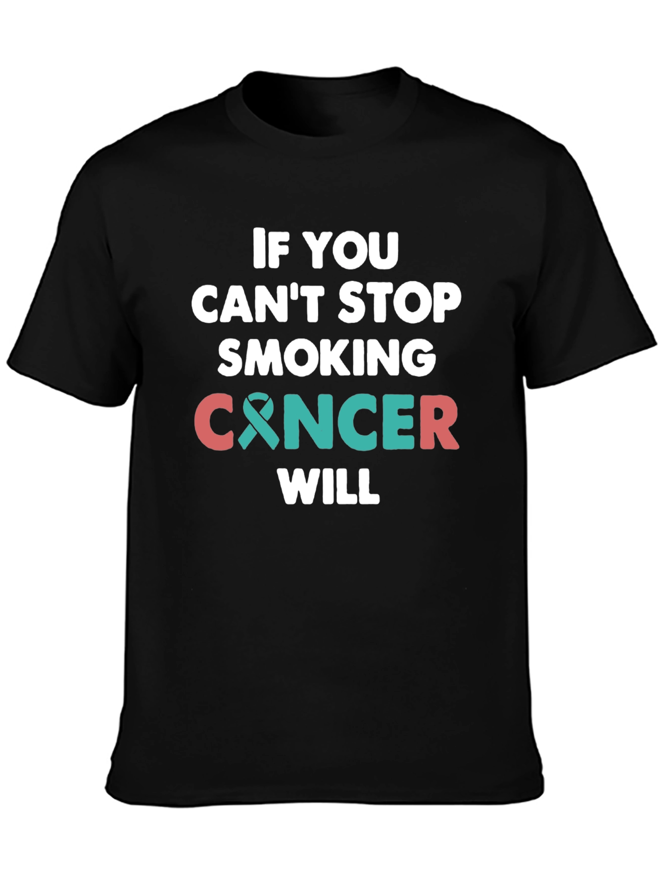 Black Stop Smoking Cancer Awareness T-Shirt view 3