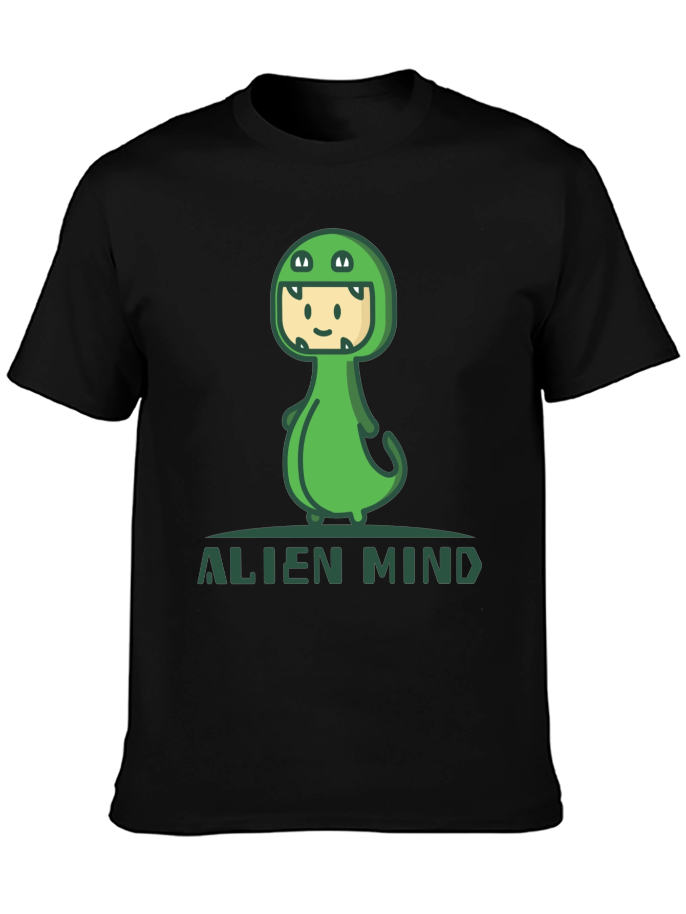 Black Alien Mind Dino Costume Graphic Tee view 3