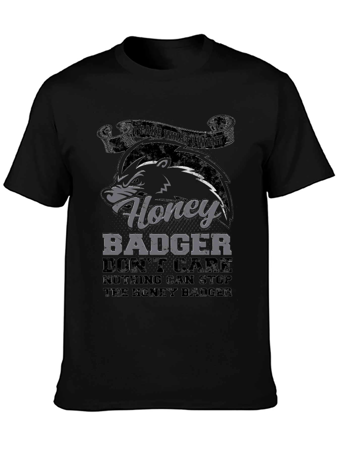 Black Honey Badger T-Shirt - Don't Care view 3