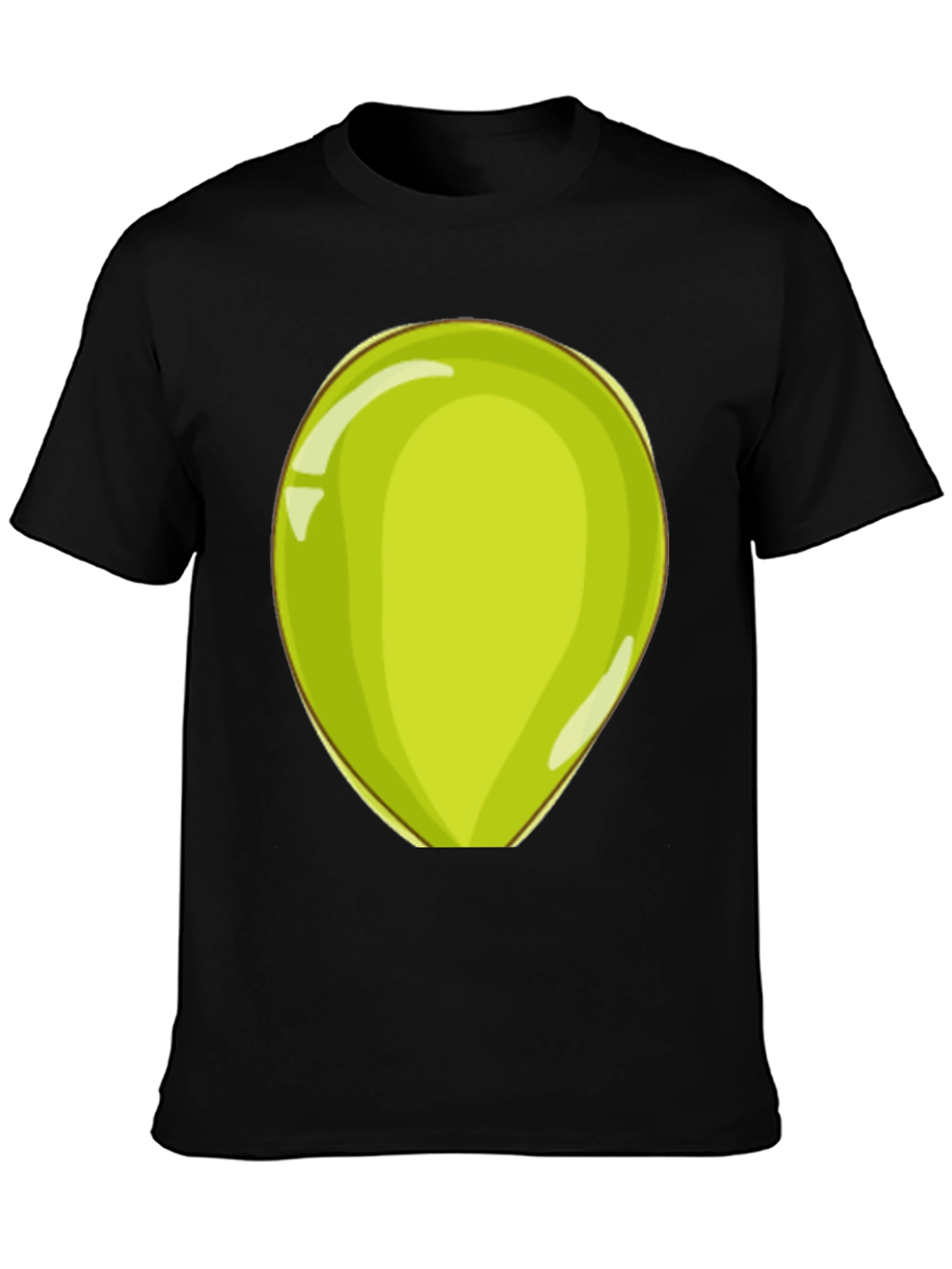 Black Fun Cartoon Green Egg Men's T-Shirt view 3