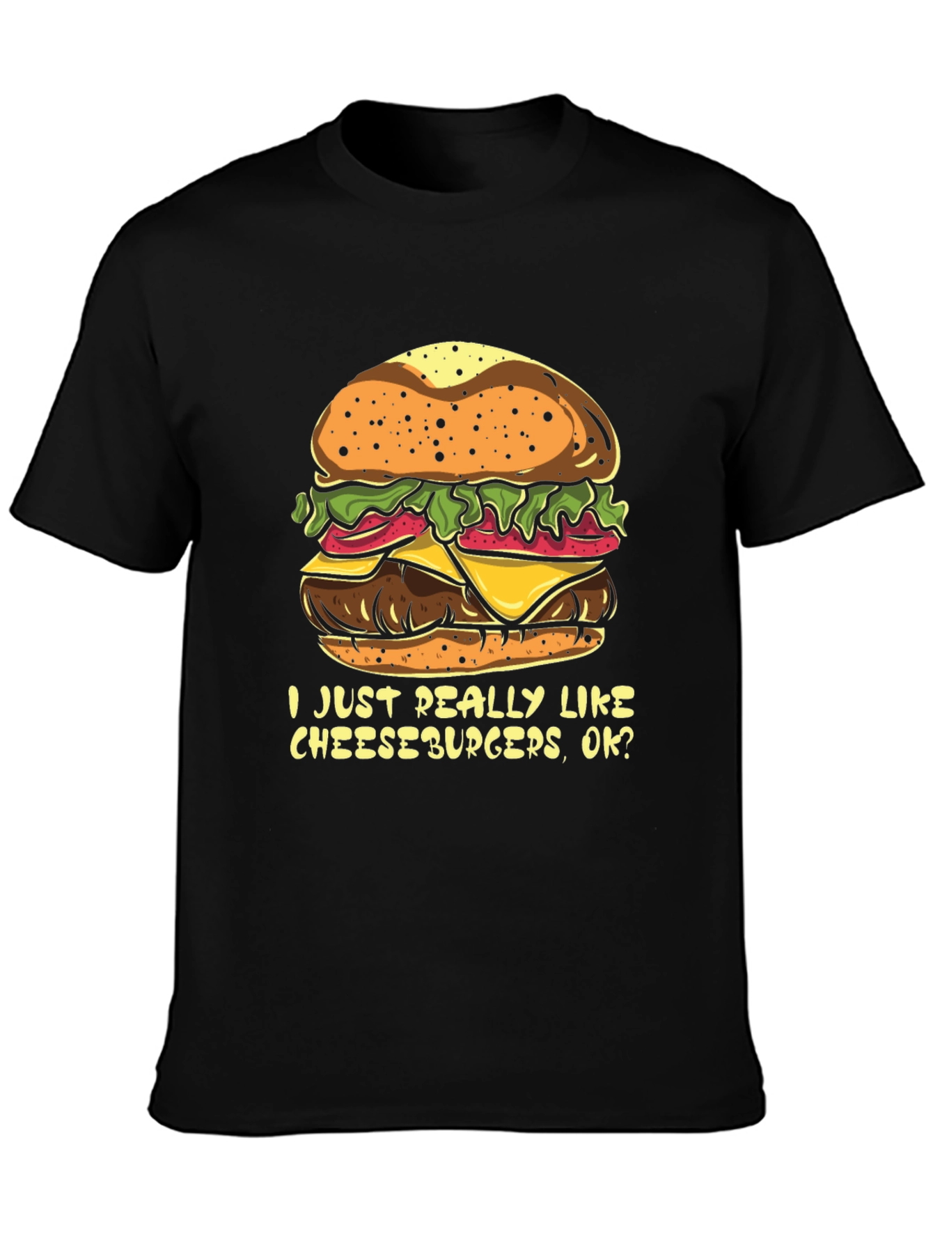Black Cheeseburger Lover T-Shirt - Funny Foodie Tee view 3