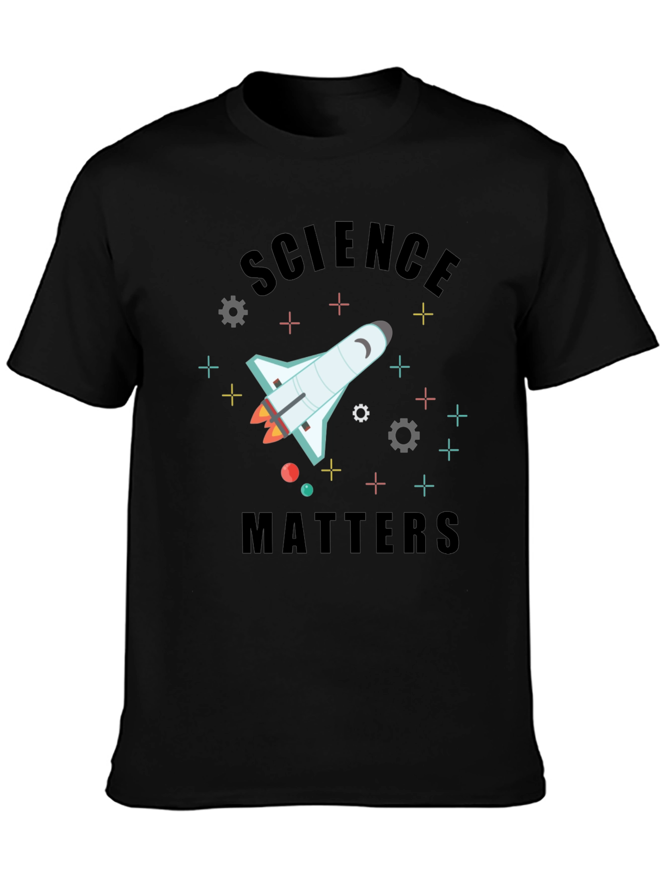 Black Science Matters Space Shuttle Graphic T-Shirt view 3