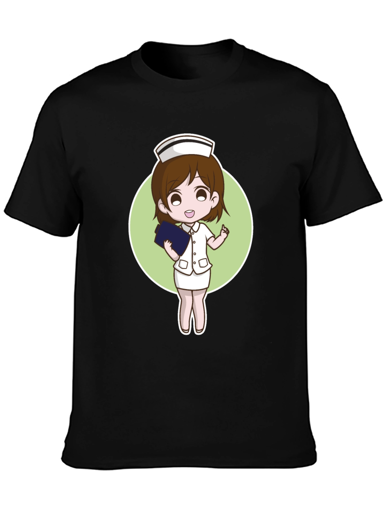 Cartoon Nurse Graphic Tee - Black - 3