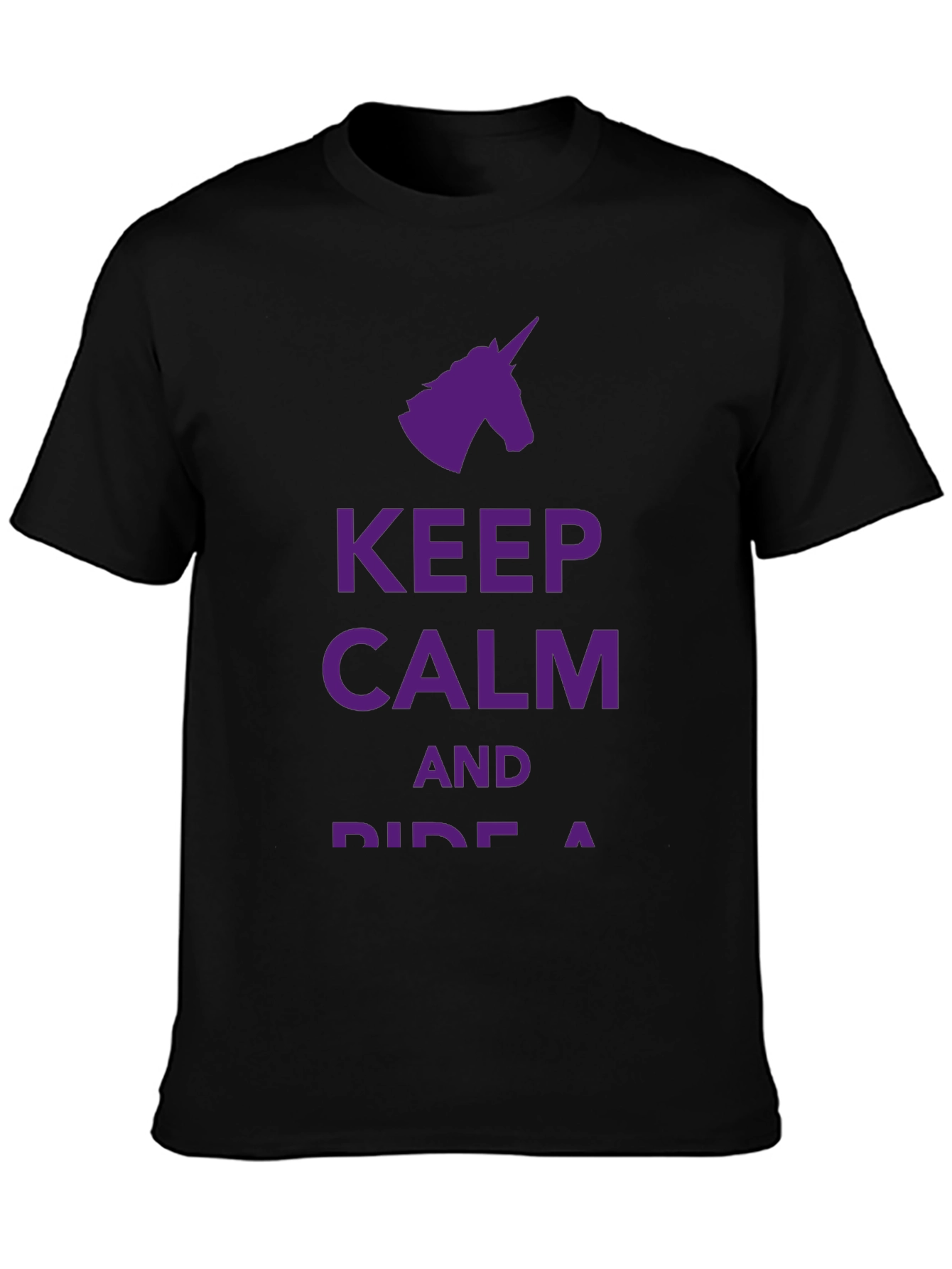 Black Keep Calm Ride A Unicorn Black T-Shirt view 3