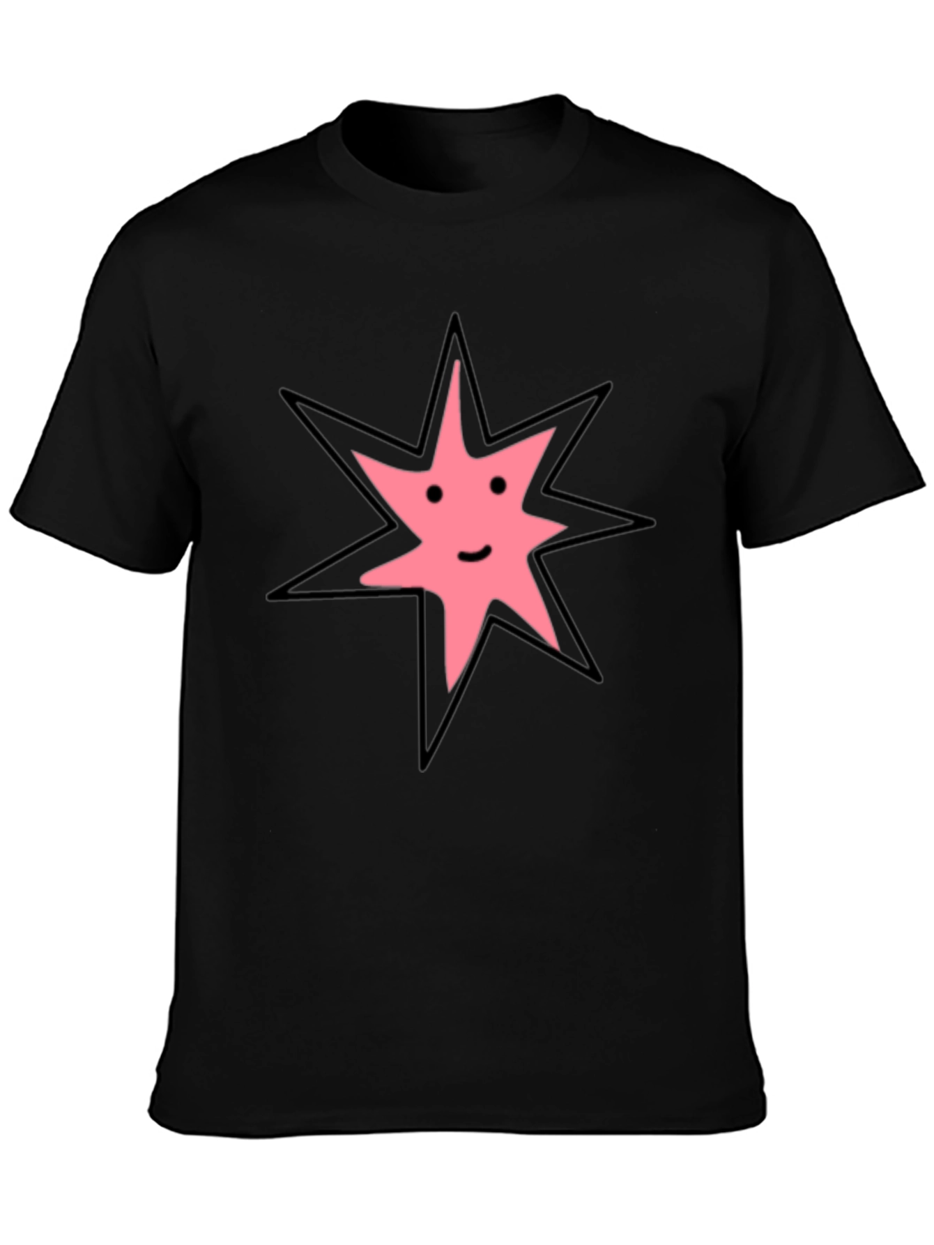 Black Black T-Shirt with Smiling Star Graphic view 3