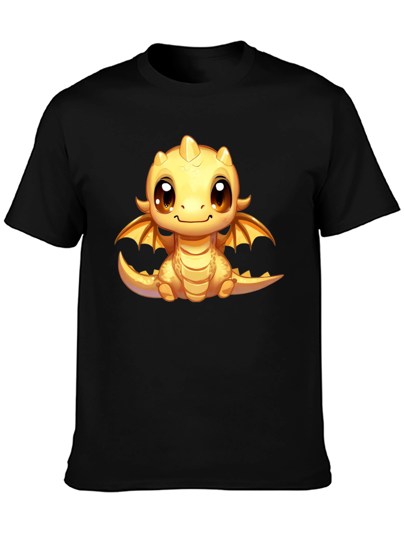 Black Cute Dragon Graphic T-Shirt - Fun Fantasy Apparel view 3