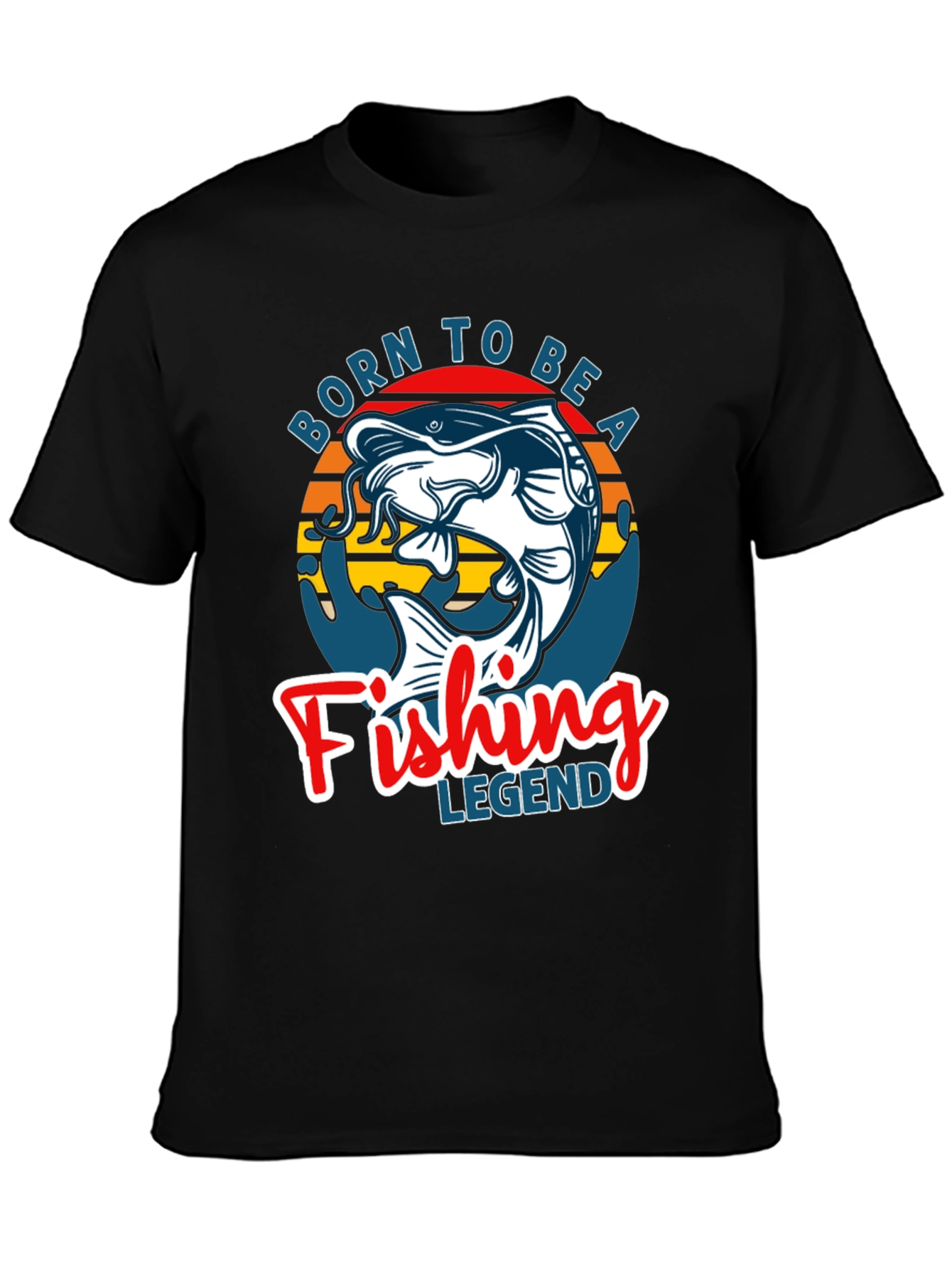 Black Born to Be a Fishing Legend Graphic Tee view 3