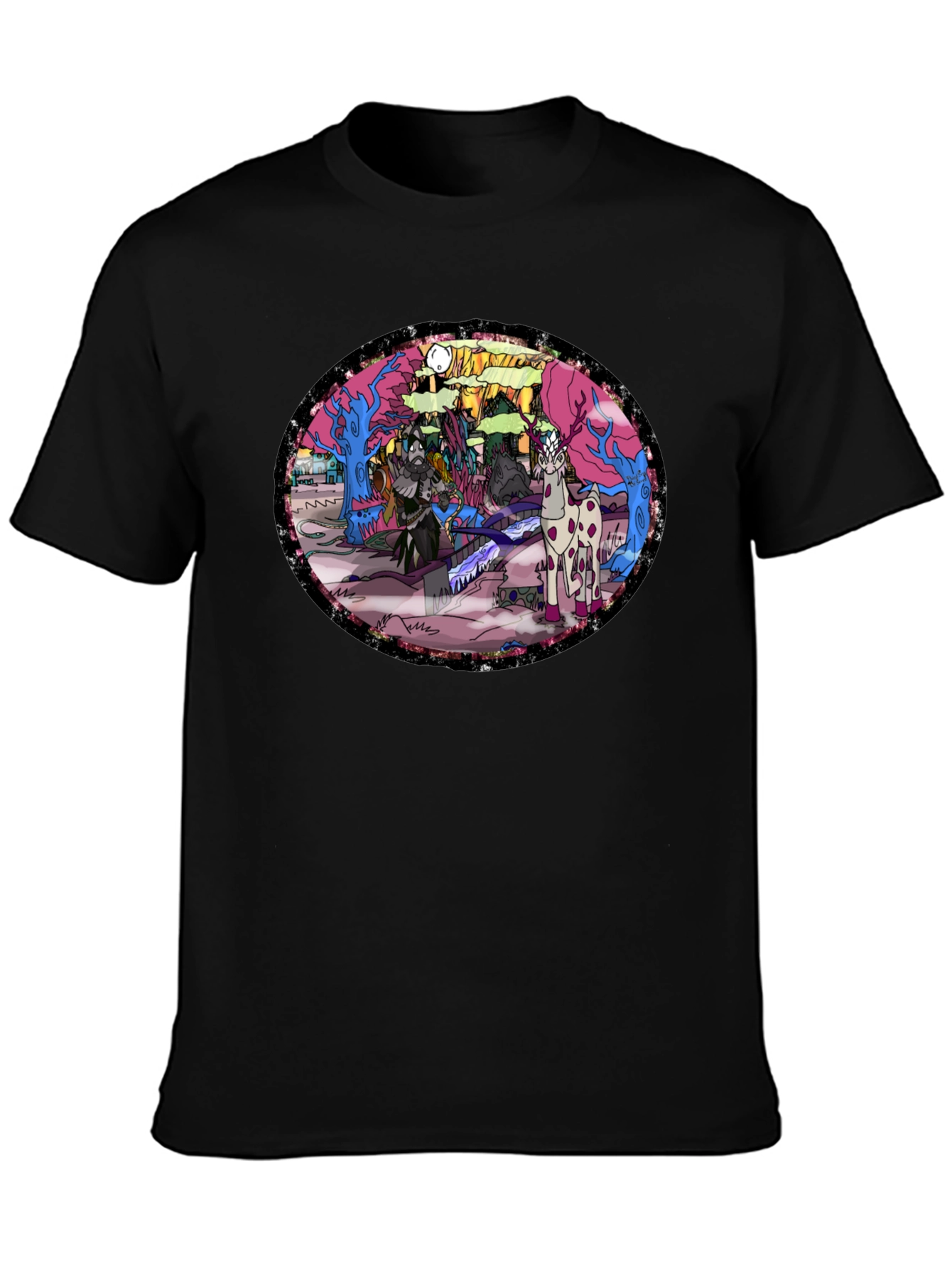 Black Fantasy Forest T-Shirt view 3
