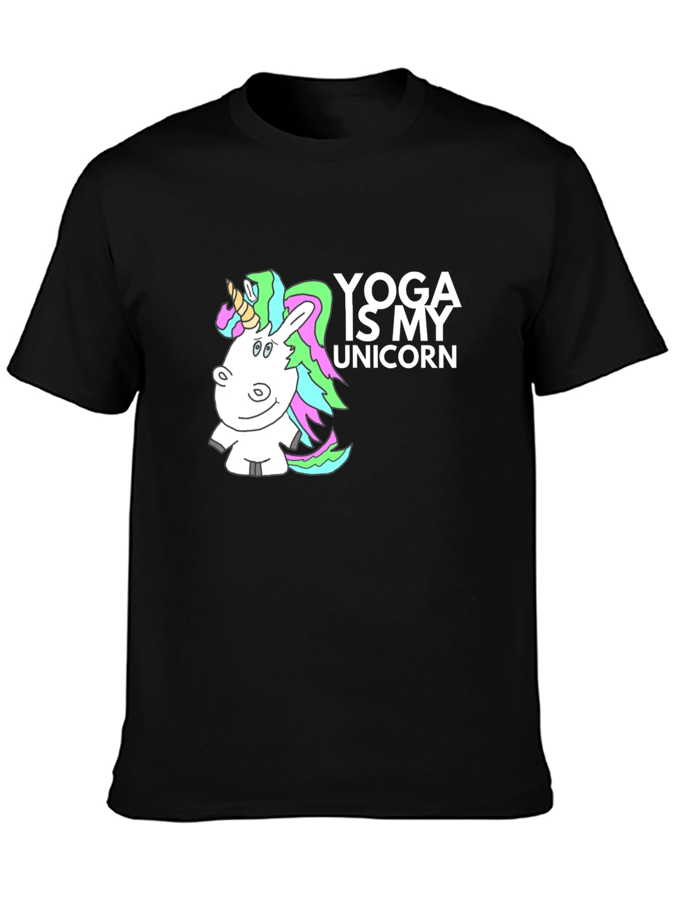 Black Yoga is My Unicorn Graphic T-Shirt view 3