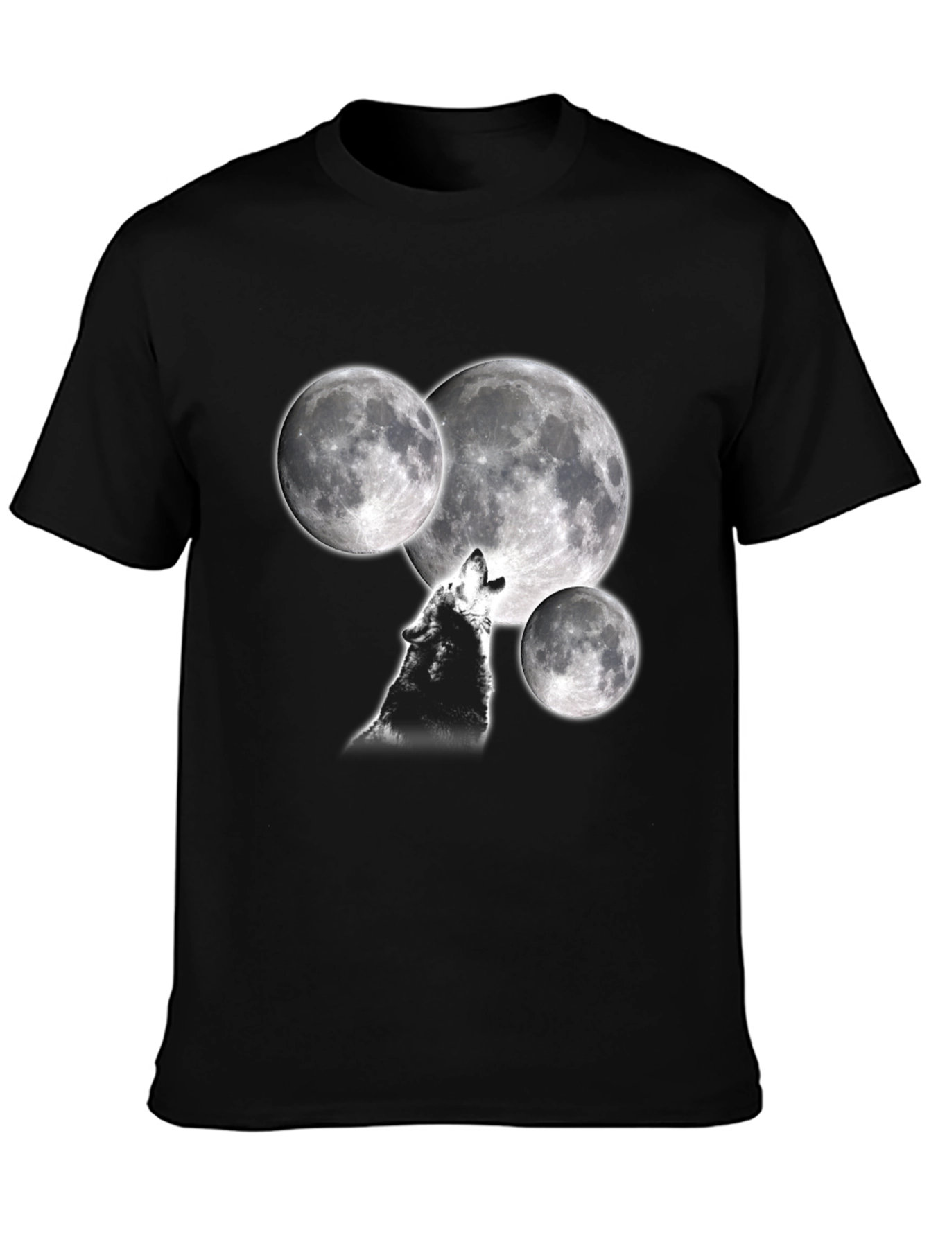 Black Wolf Moon T-Shirt - Black view 3