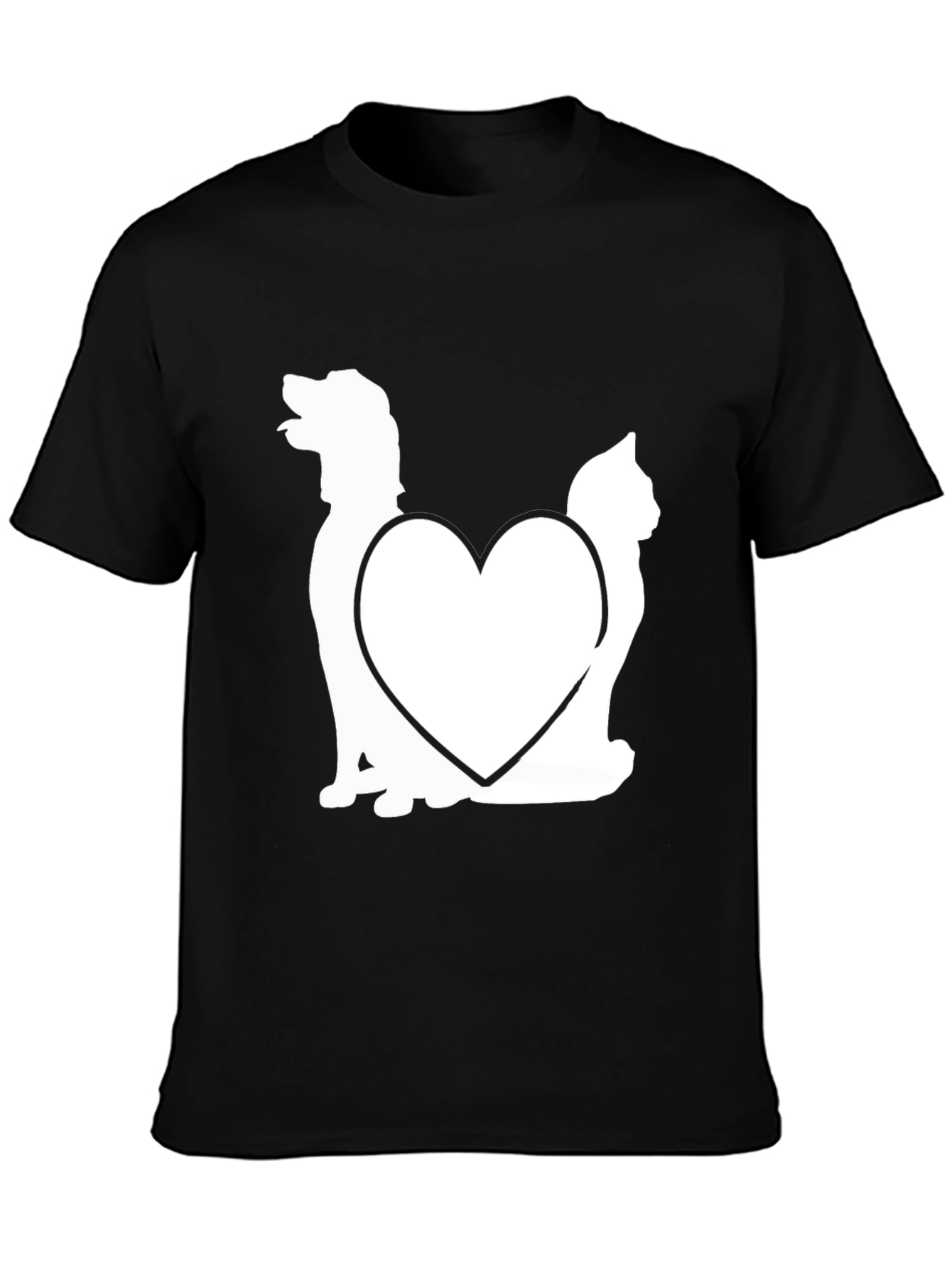 Black Dog and Cat Heart Graphic T-Shirt view 3