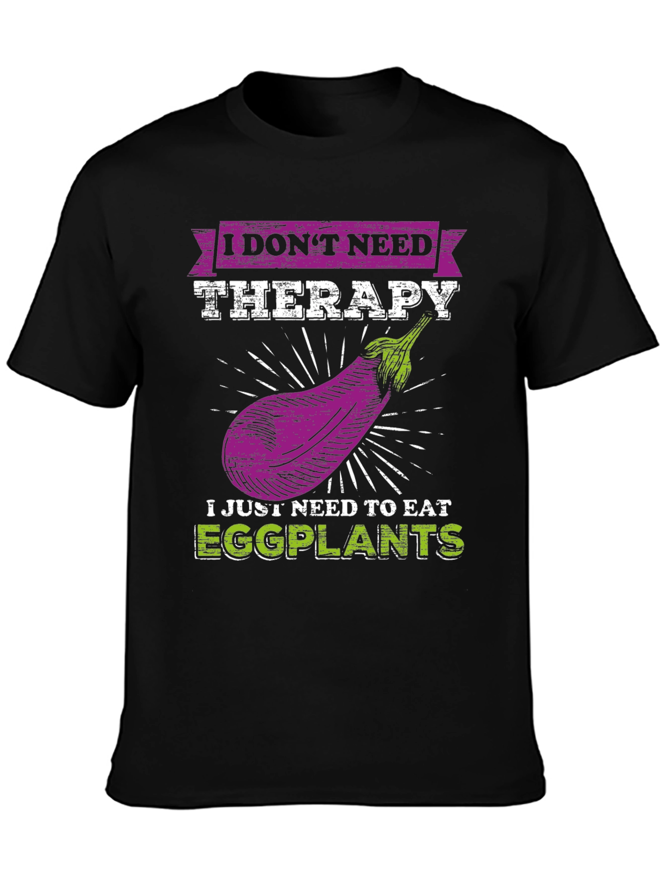 Black Eggplant Therapy T-Shirt: Funny Vegan Tee view 3