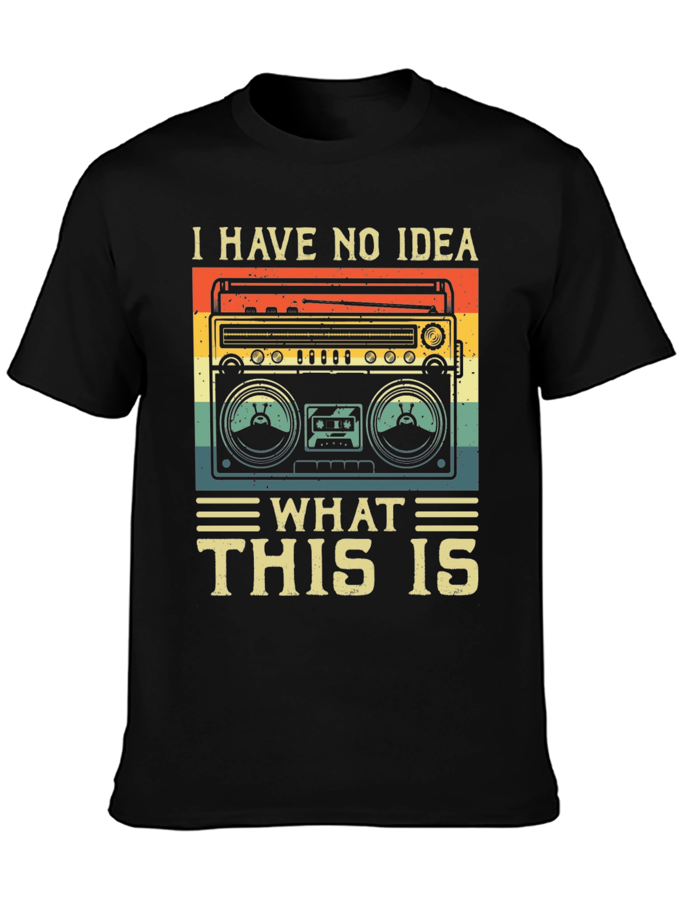 Black Retro Boombox Graphic T-Shirt - I Have No Idea What This Is view 3