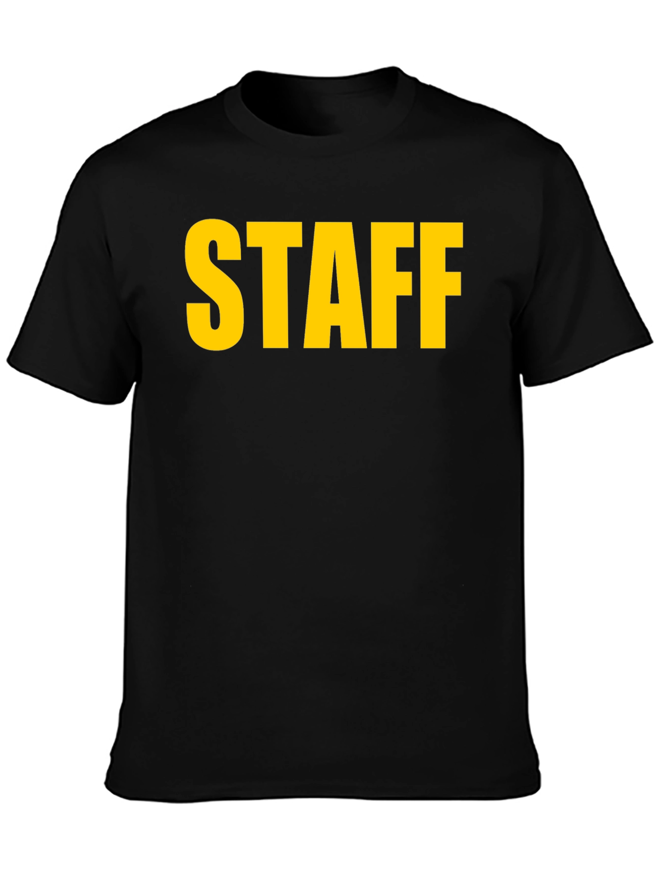 Black Staff Black T-Shirt - Bold Yellow Text view 3