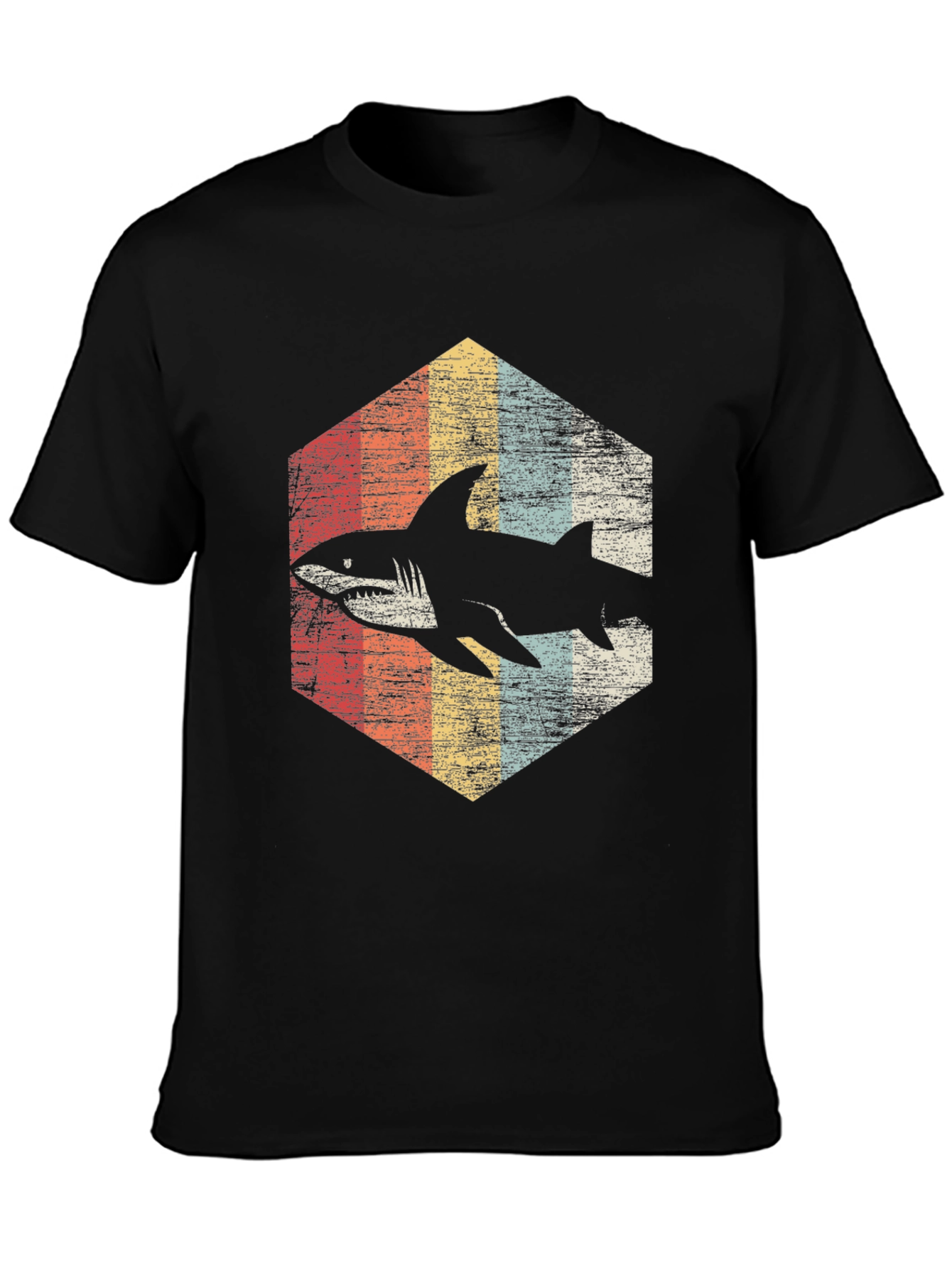 Black Retro Shark Graphic T-Shirt - Vintage Style view 3