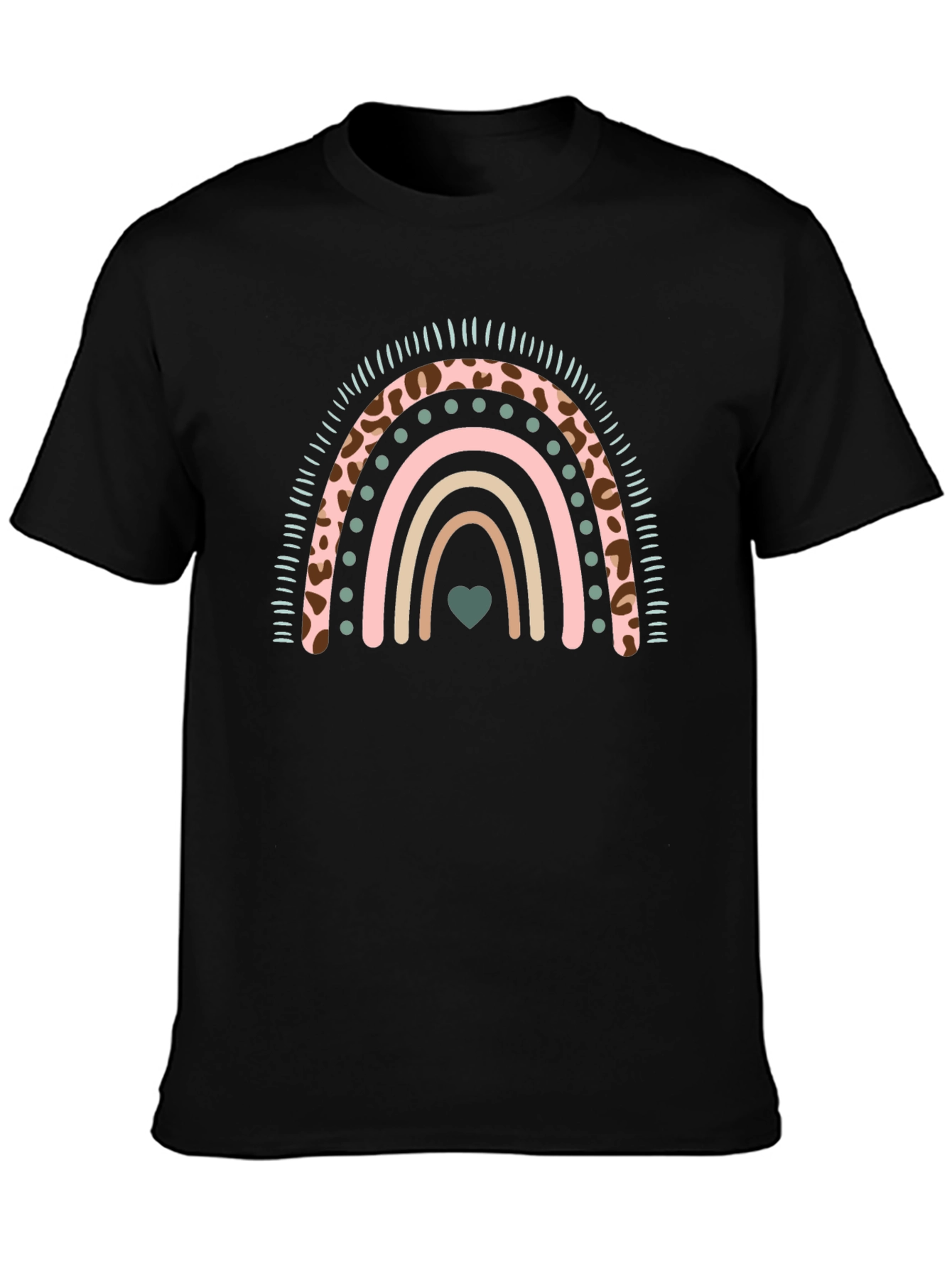 Black Rainbow Heart Graphic Tee view 3