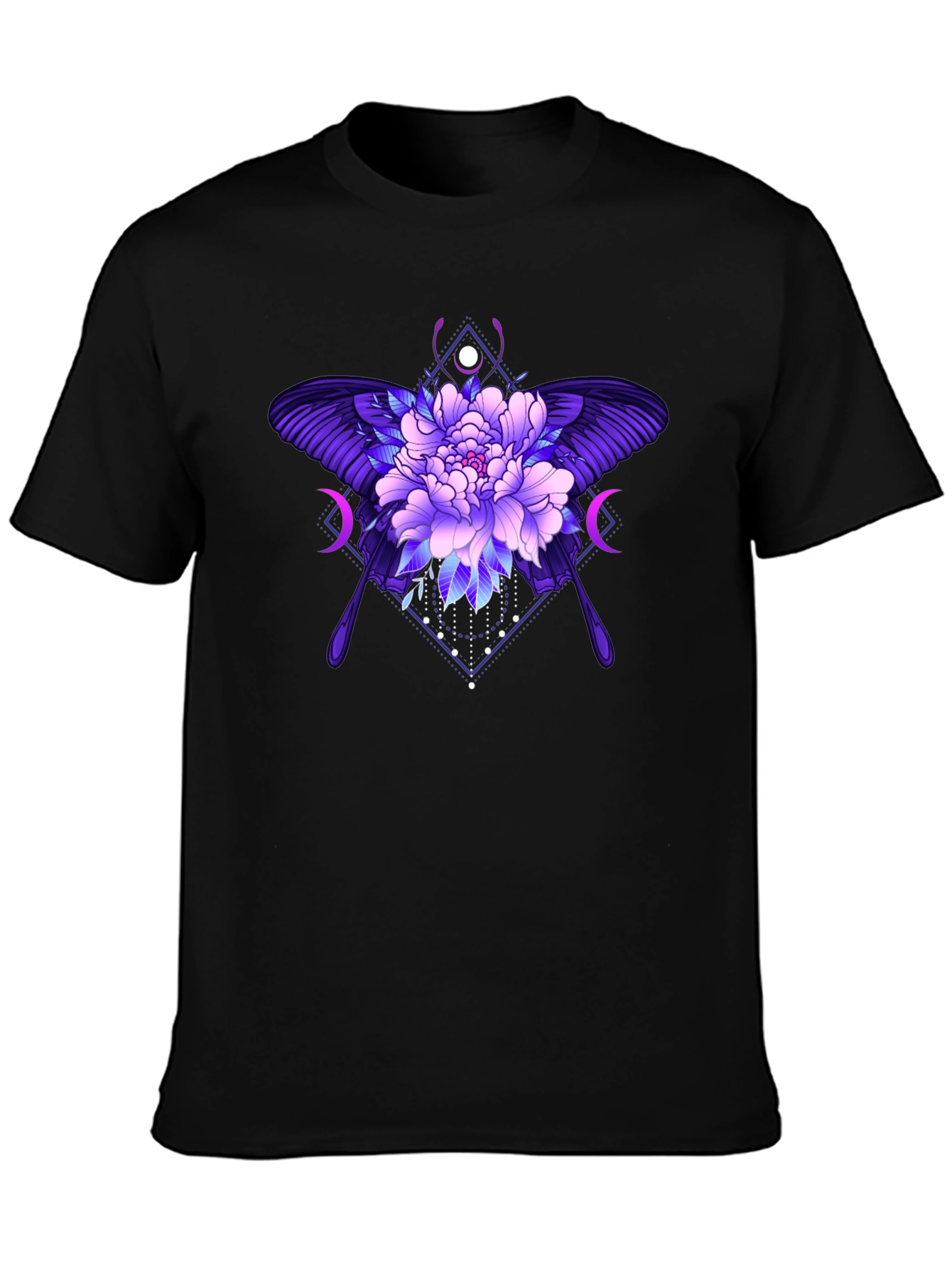 Black Floral Butterfly Graphic Tee - Black view 3