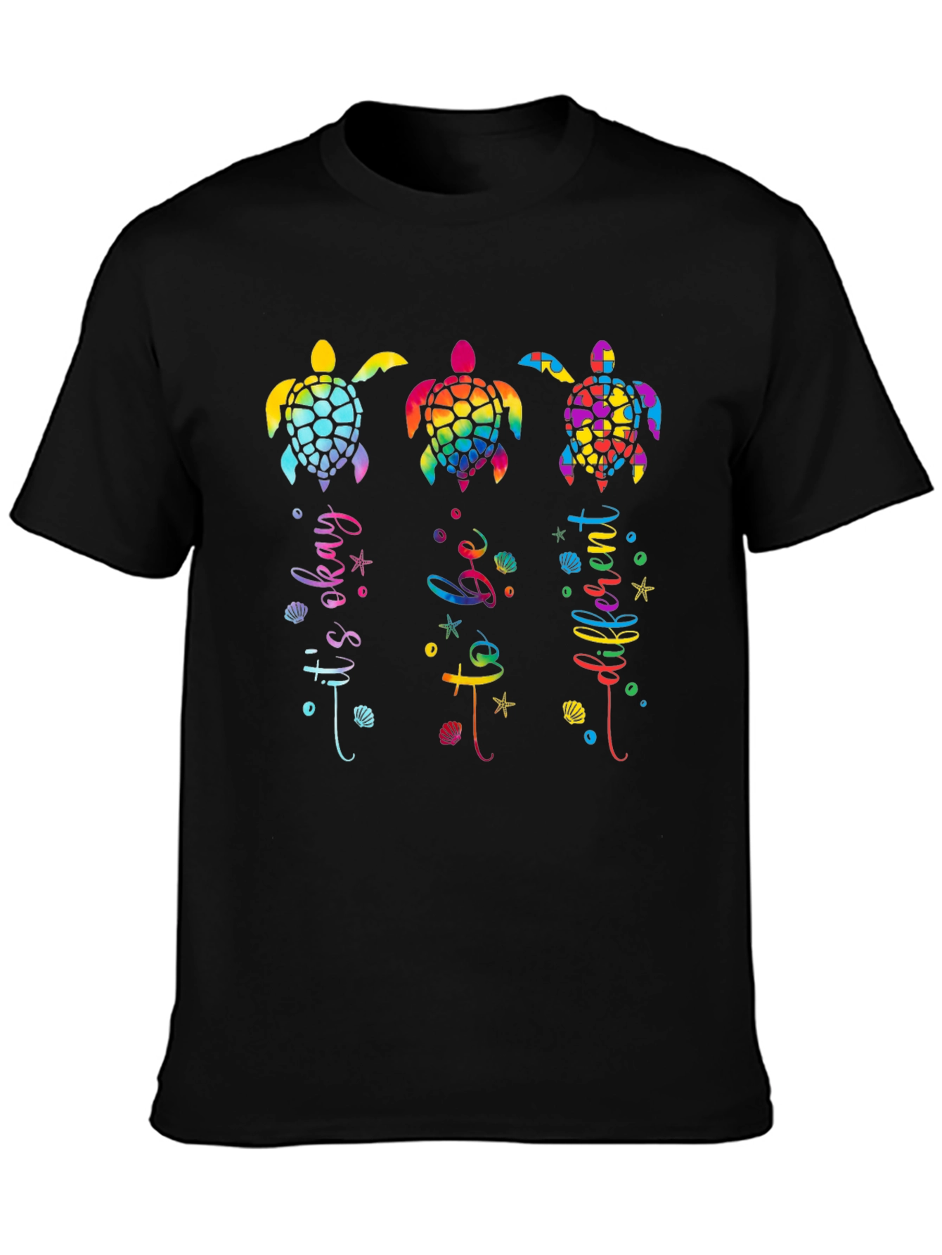 Black Rainbow Turtle T-Shirt - It's Okay To Be Different view 3