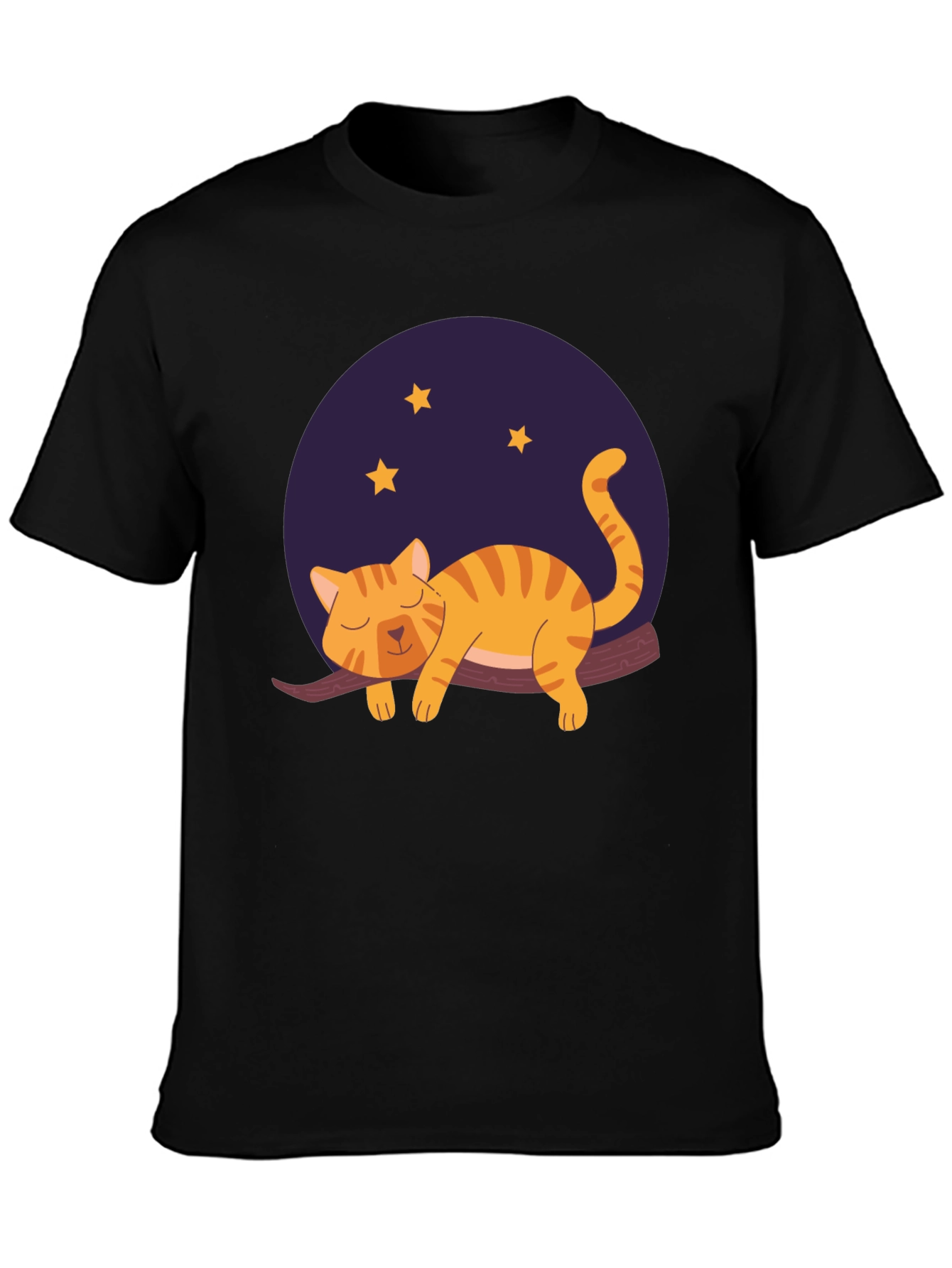 Black Cute Cat Nap T-Shirt - Unisex Black Tee view 3