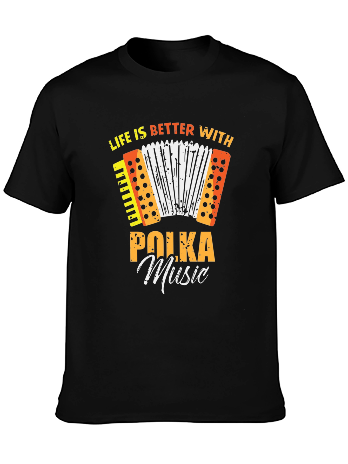Black Polka Music T-Shirt - Life is Better With Polka! view 3