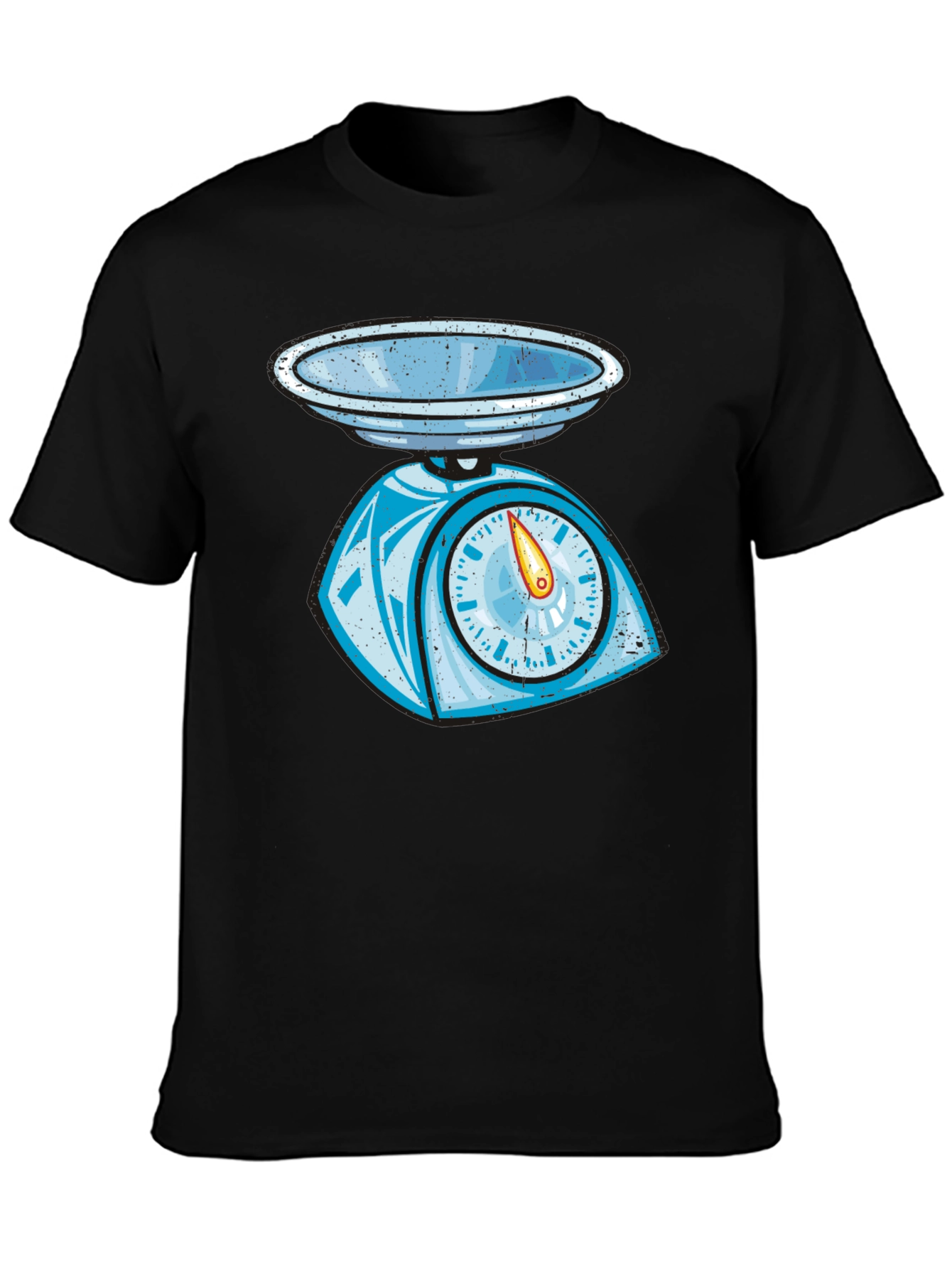 Black Vintage Style Kitchen Scale Graphic Tee - Black view 3