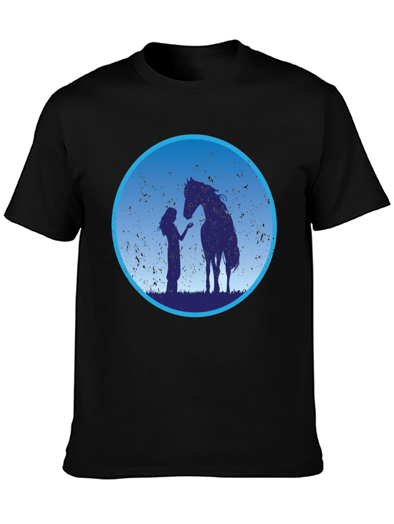 Black Horse & Girl Graphic Tee - Silhouette Design view 3