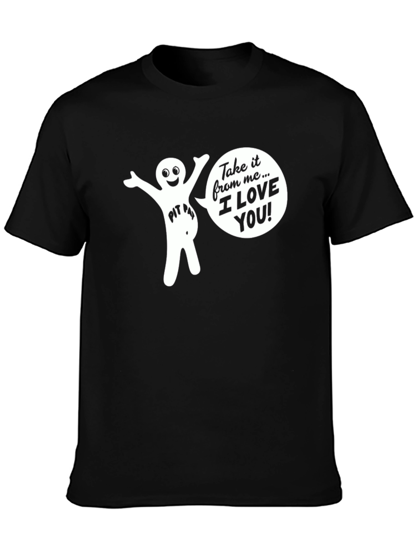 Black Funny "Pit Pat" I Love You Graphic T-Shirt view 3