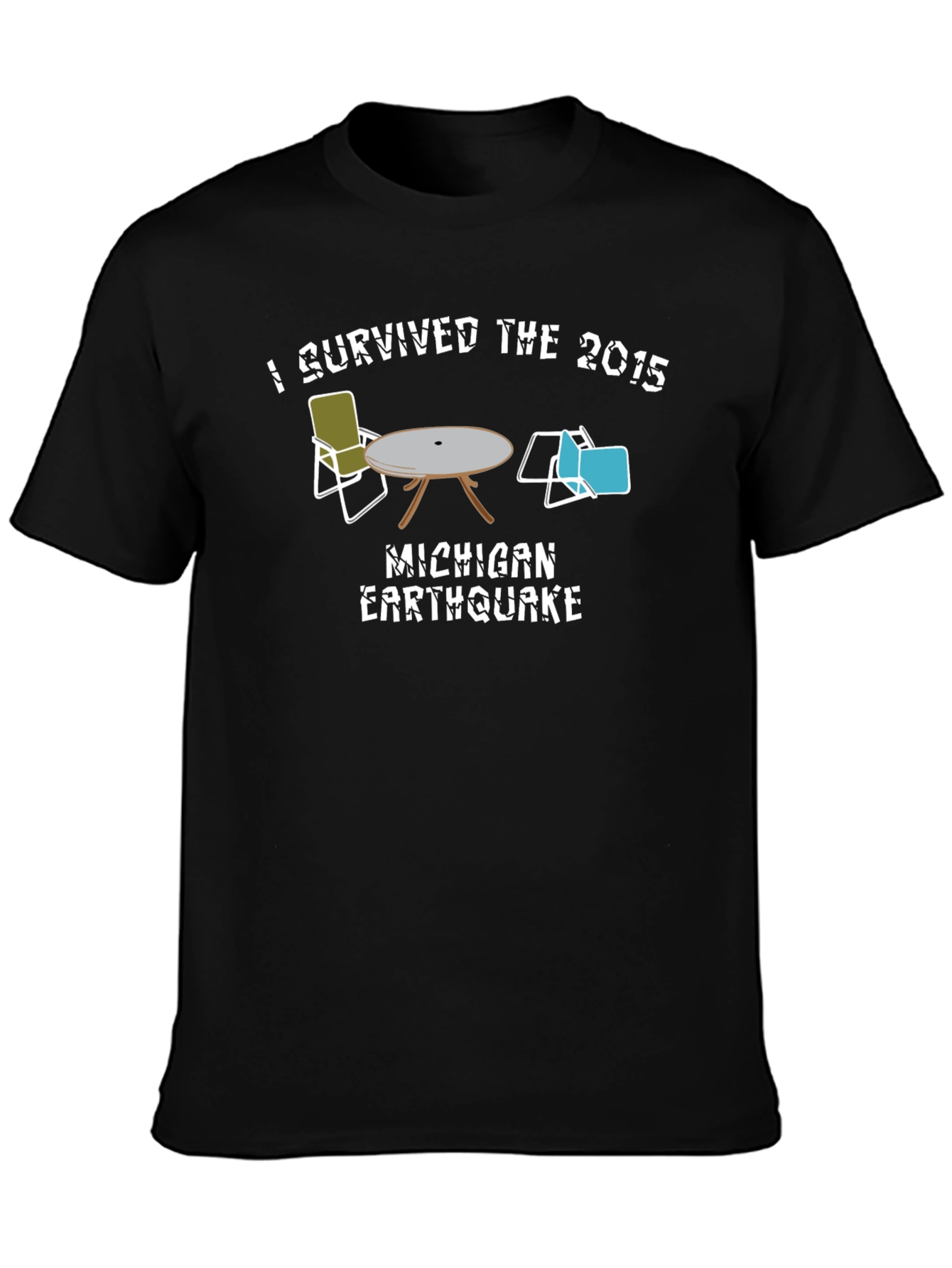 Black I Survived the 2015 Michigan Earthquake T-Shirt view 3