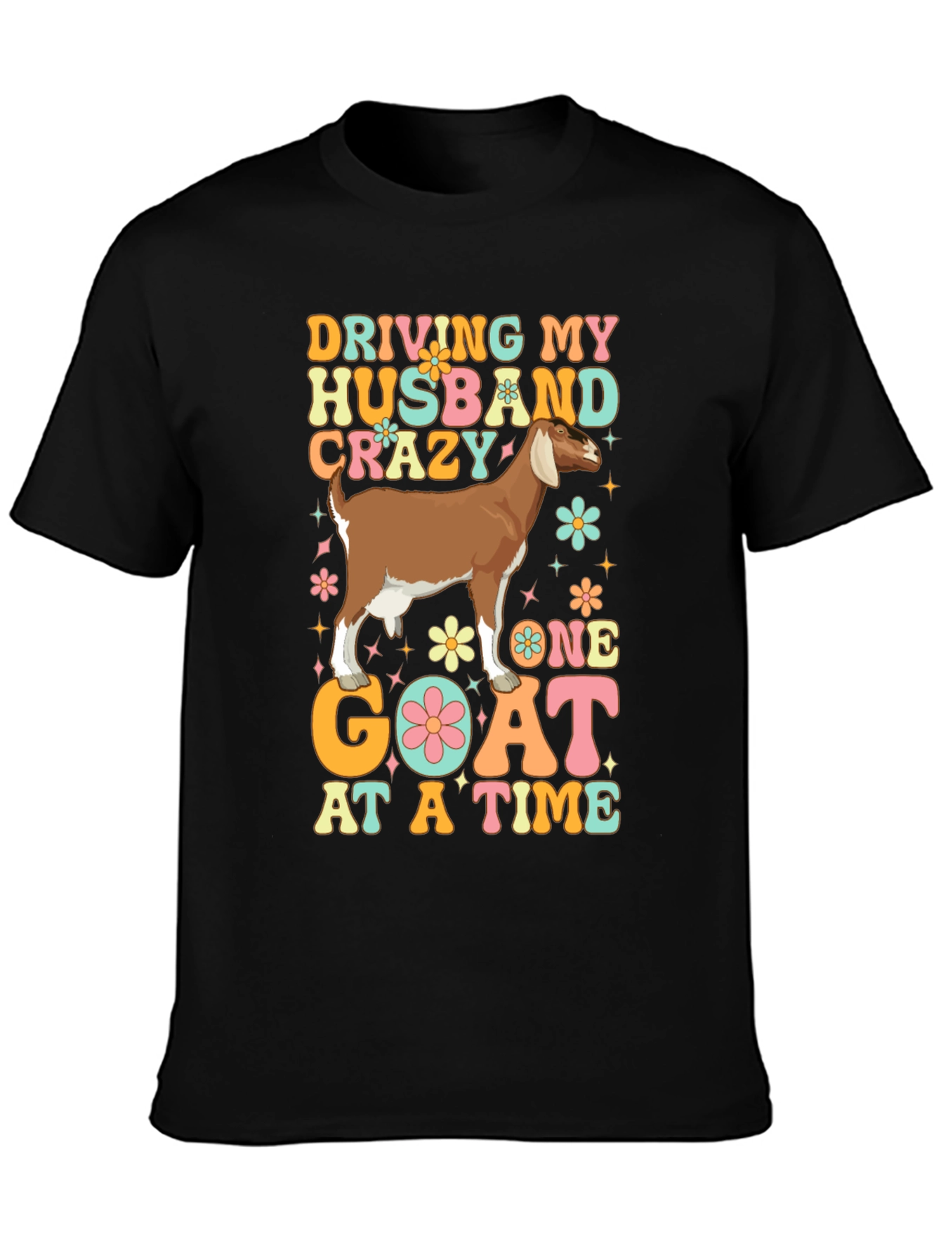Black Driving Husband Crazy Goat Graphic Tee view 3