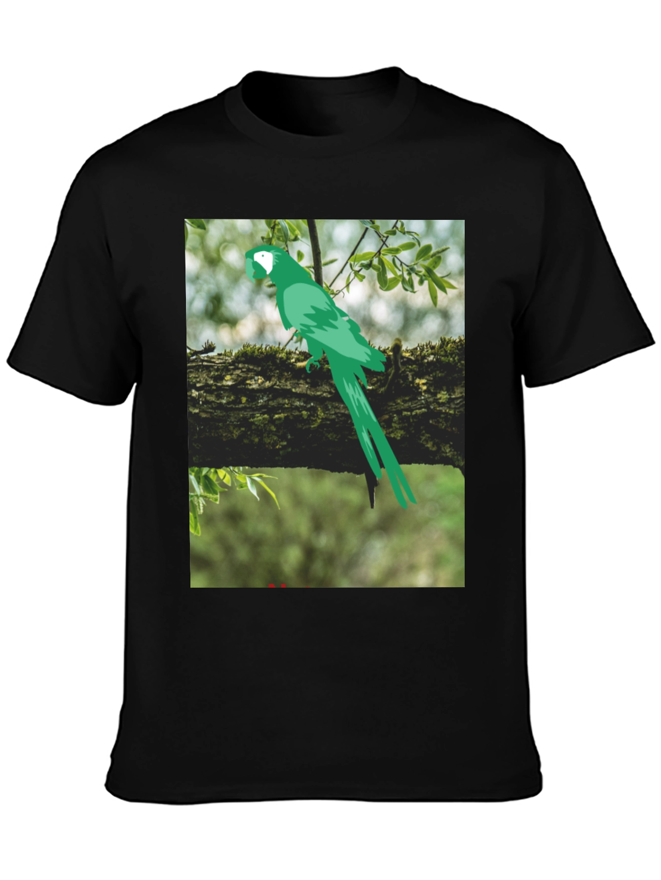 Black Parrot Graphic Tee - Nature Inspired Print view 3