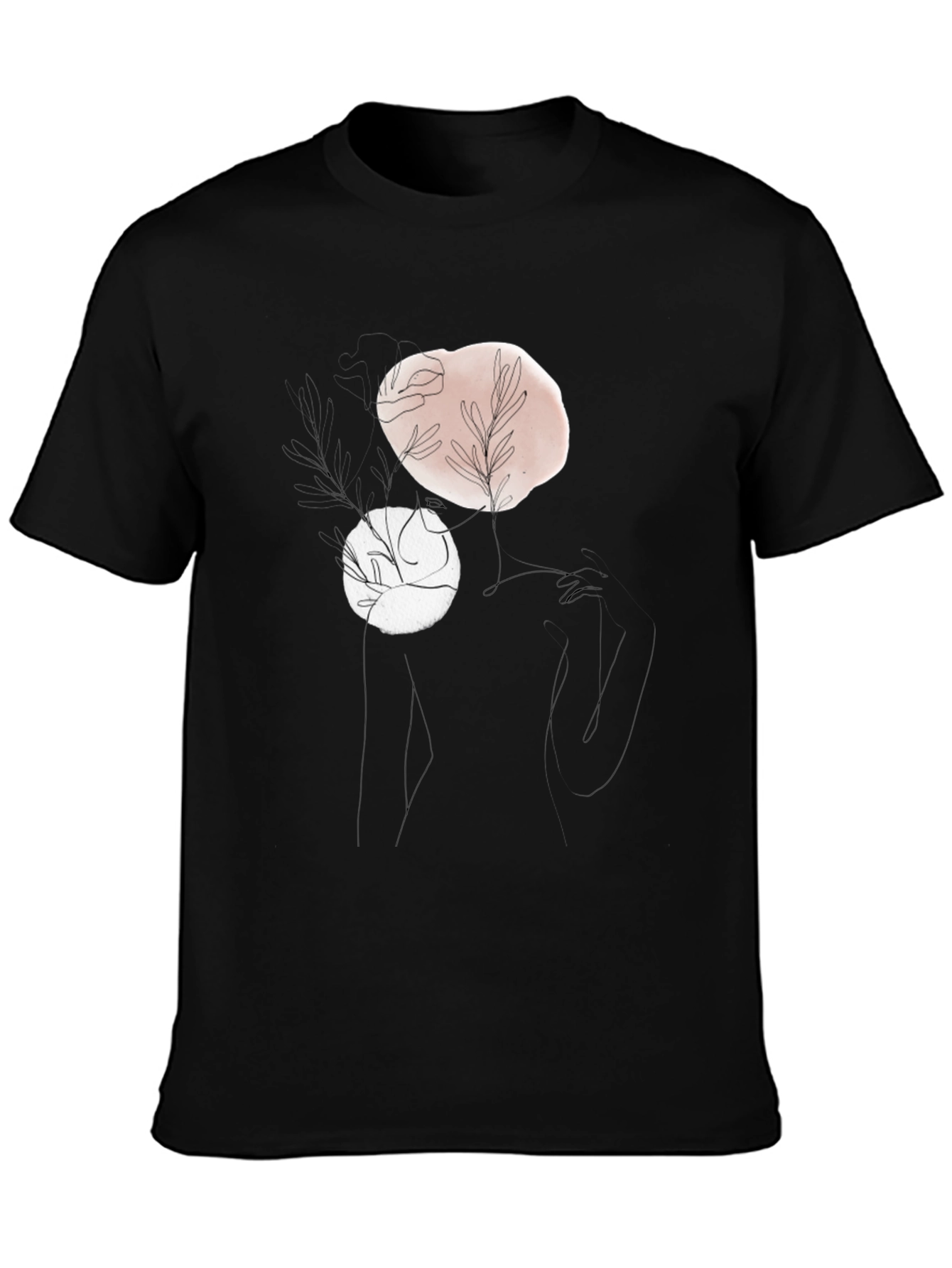 Black Abstract Line Art Graphic T-Shirt view 3