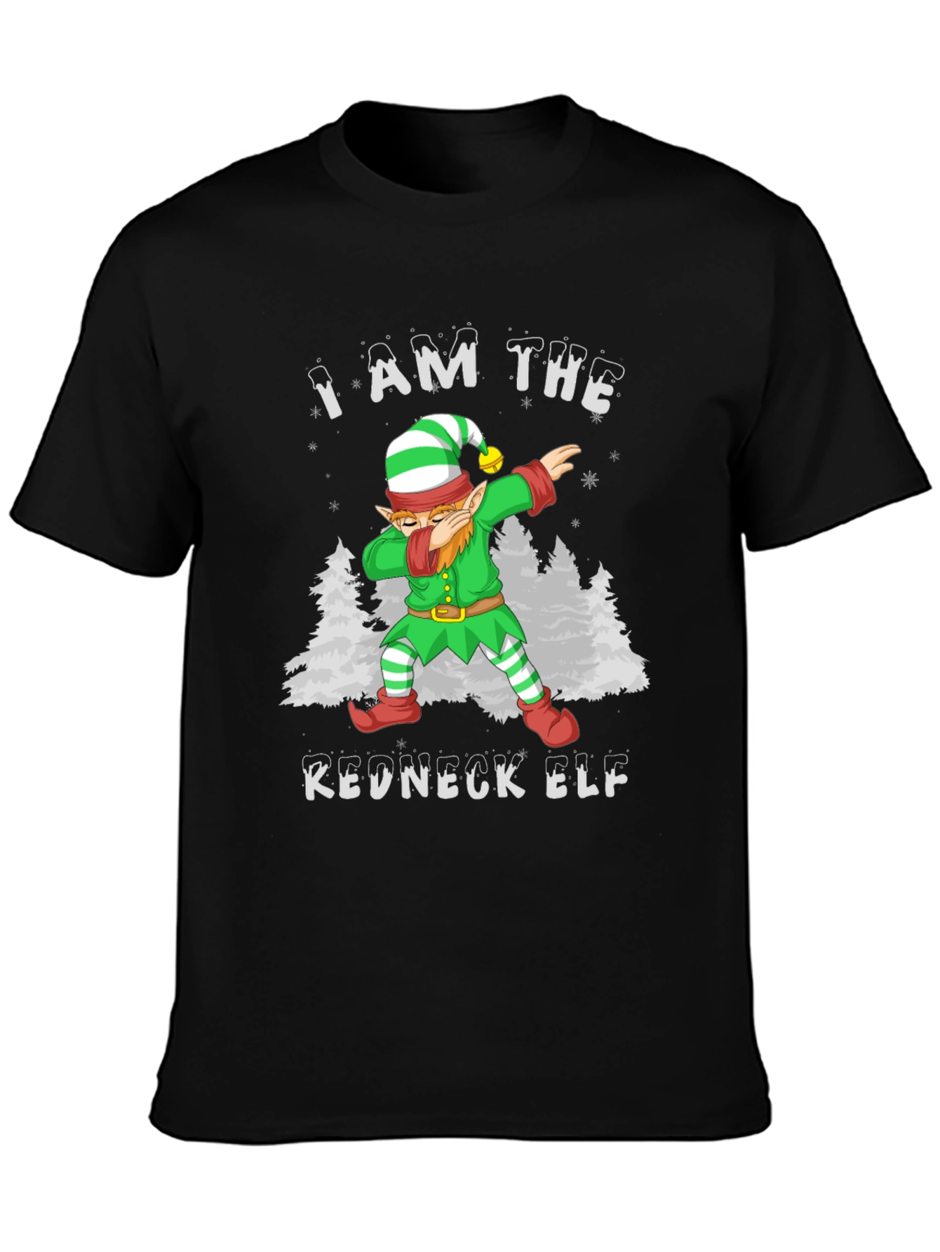 Black I Am The Redneck Elf Dabbing Funny T-Shirt view 3