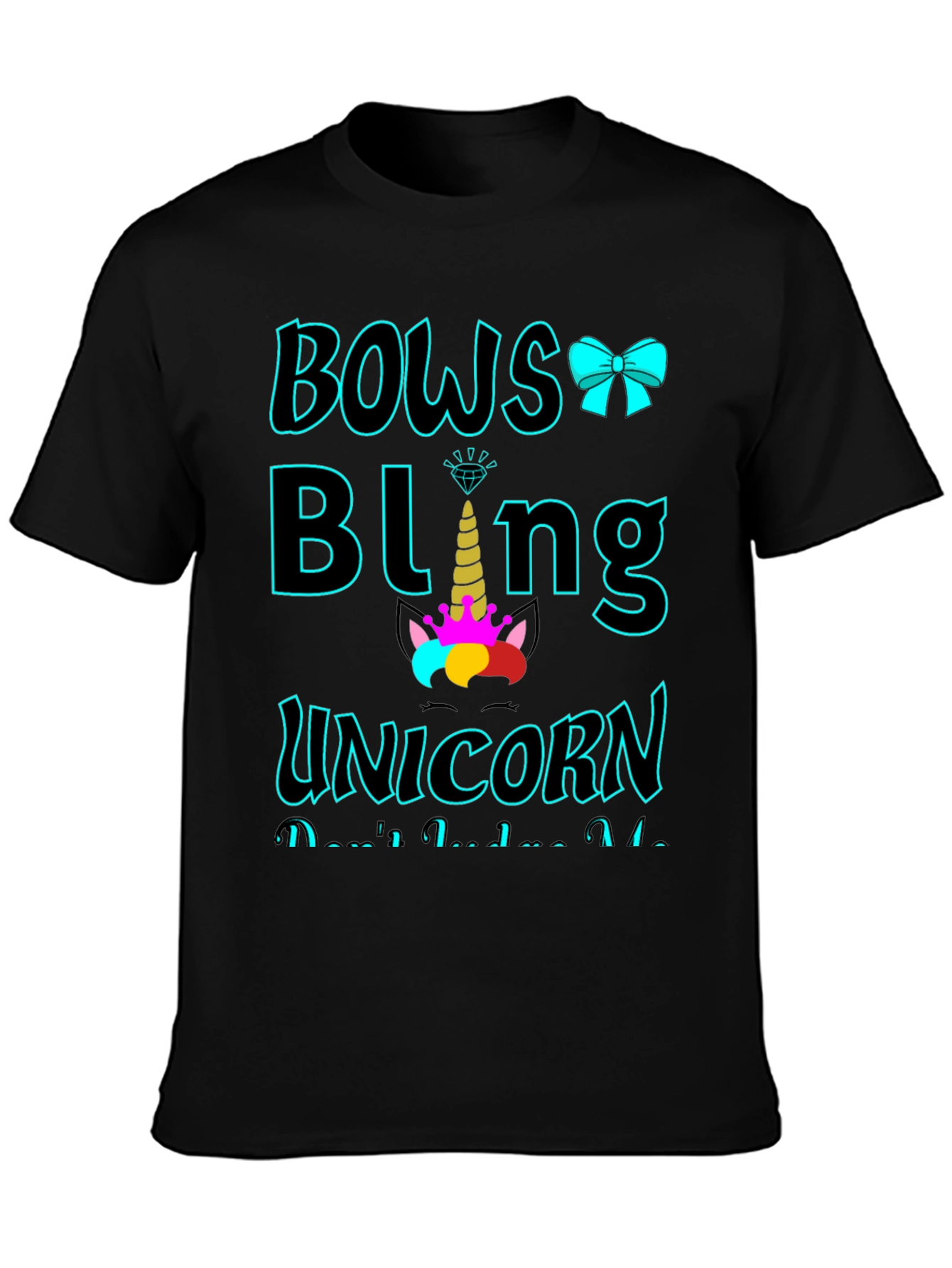 Black Bows Bling Unicorn Graphic Tee view 3