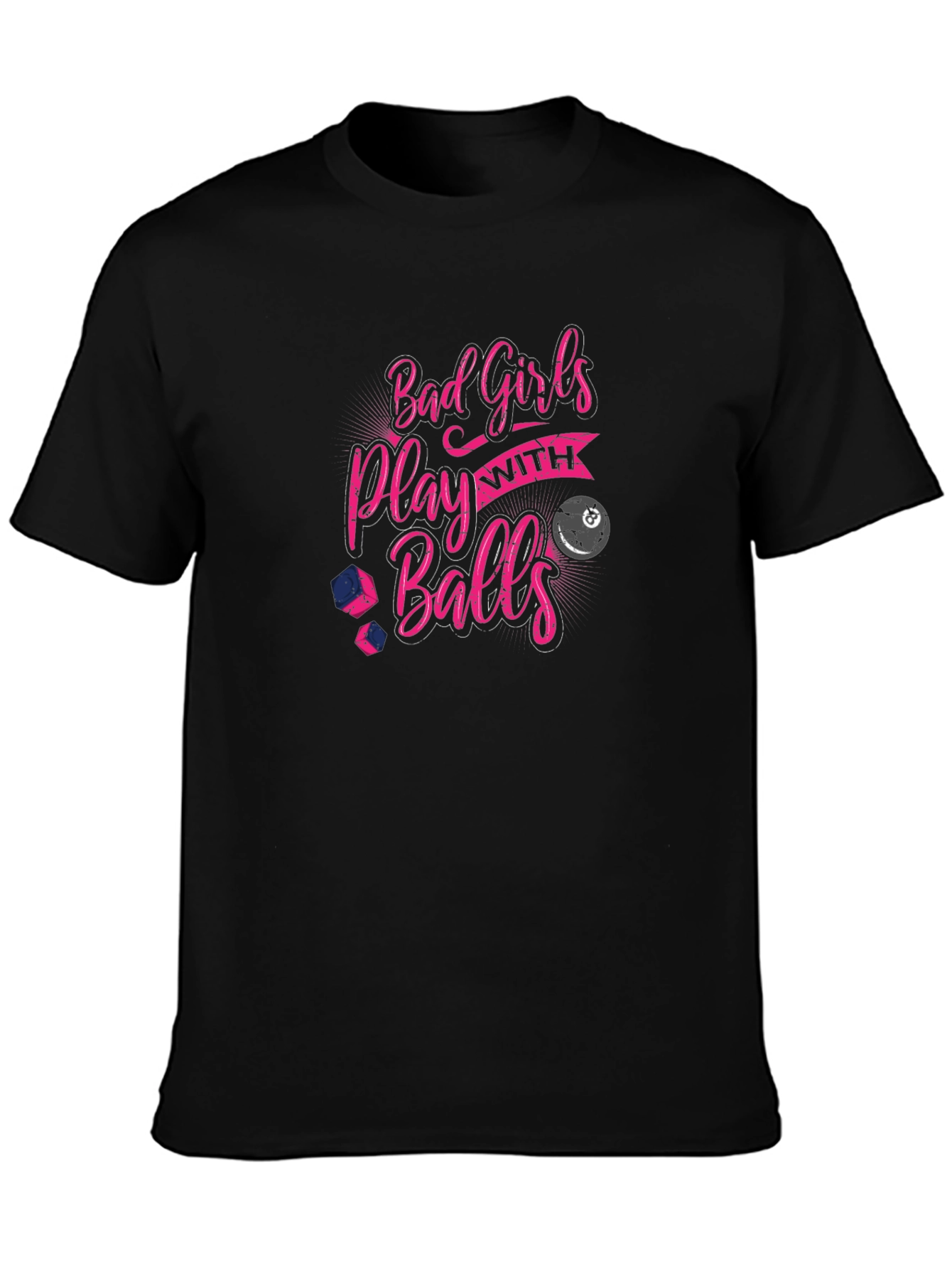 Black Bad Girls Play With Balls Graphic Tee view 3