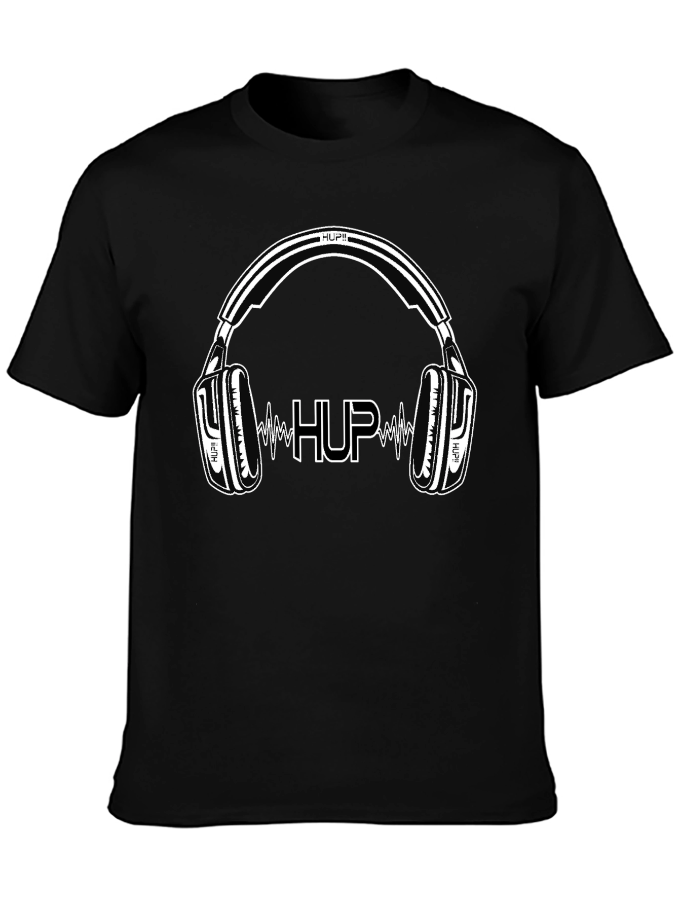 Black HUP Headphones Black Graphic T-Shirt view 3