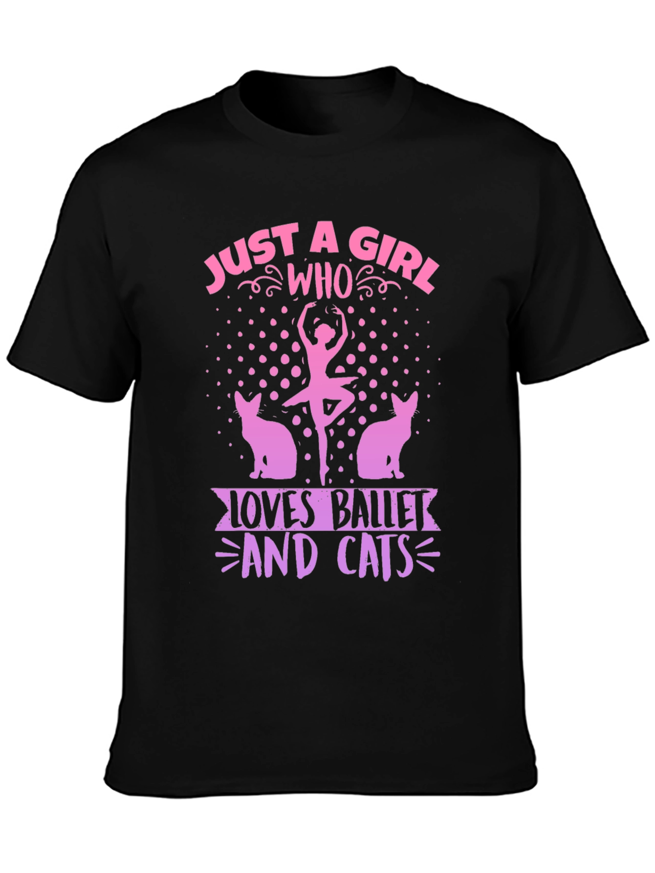Black Ballet & Cats Graphic Tee - Just a Girl Who Loves... view 3