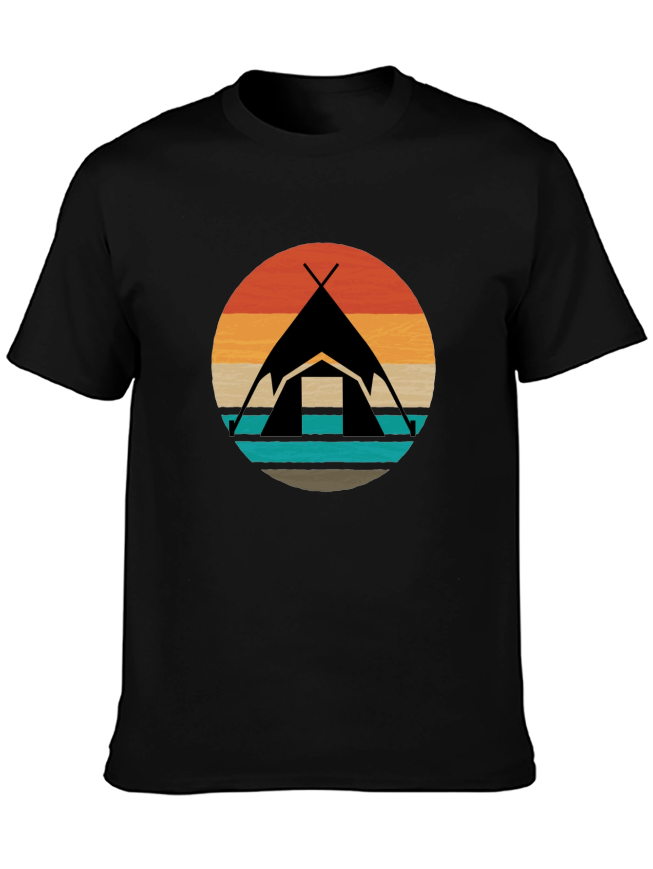 Black Retro Camping Tent Graphic Tee - Black view 3