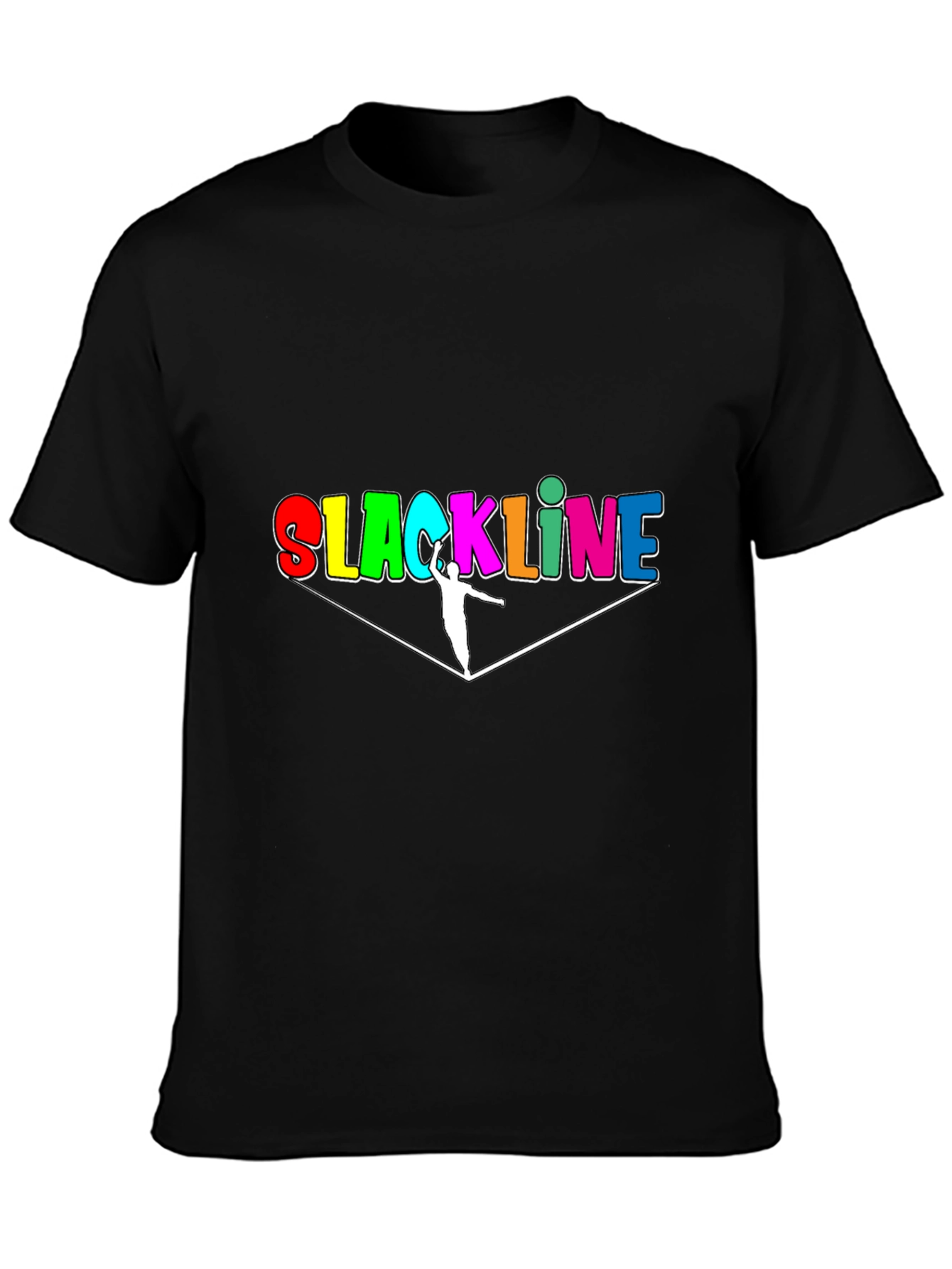 Black Slackline T-Shirt - Colorful Design view 3