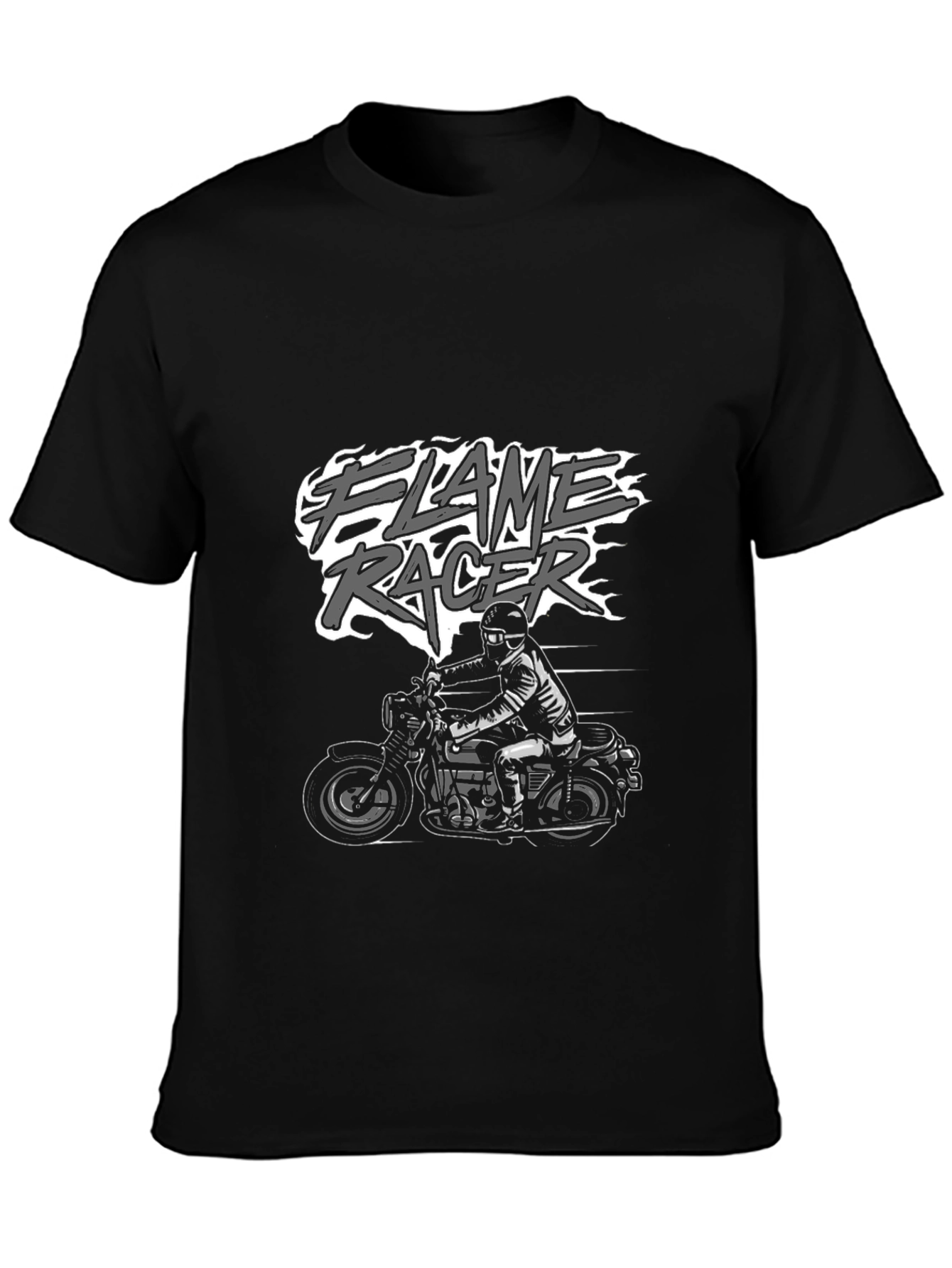 Black Flame Racer Graphic Tee - Black Motorcycle Shirt view 3