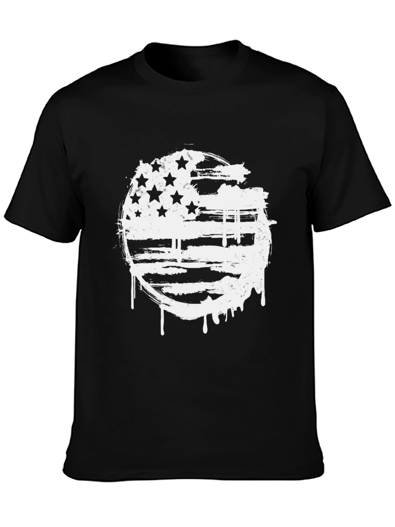 Black American Flag Graphic Black Tee view 3