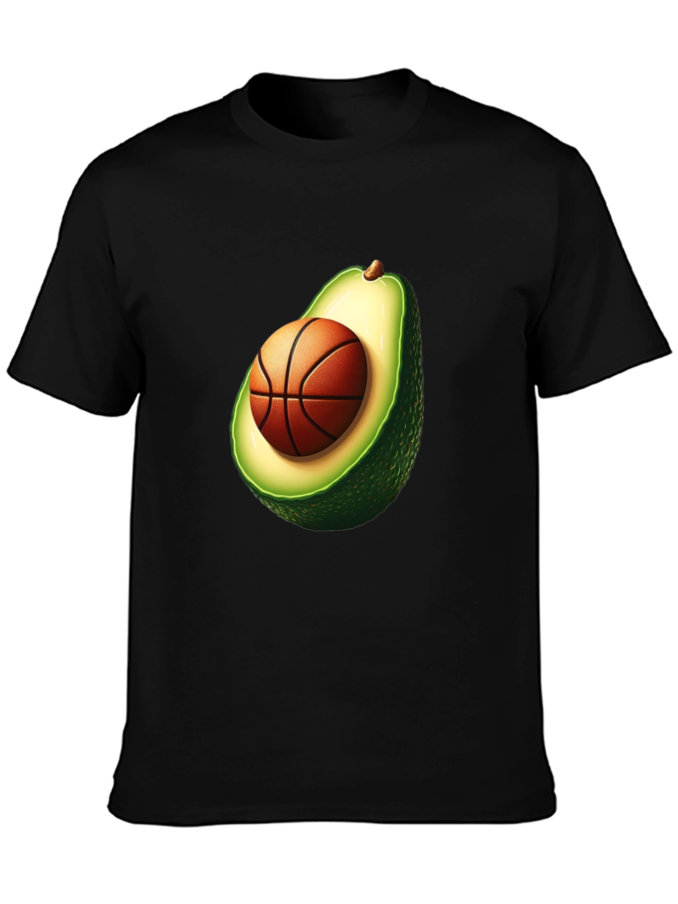 Black Avocado Basketball Graphic Tee - Unique Men's T-Shirt view 3