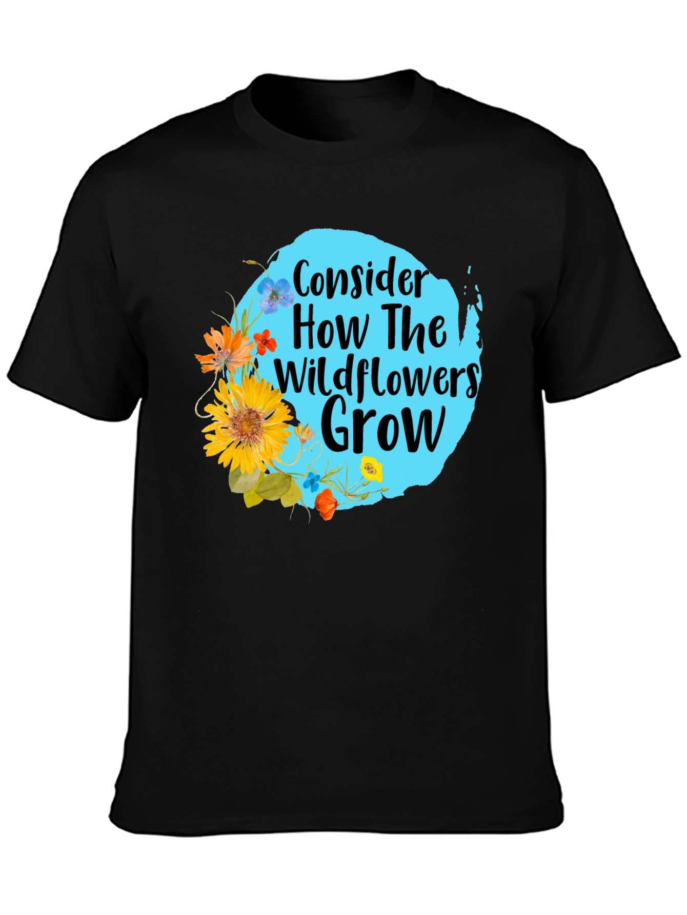 Black Wildflower Graphic Tee - Consider How They Grow view 3