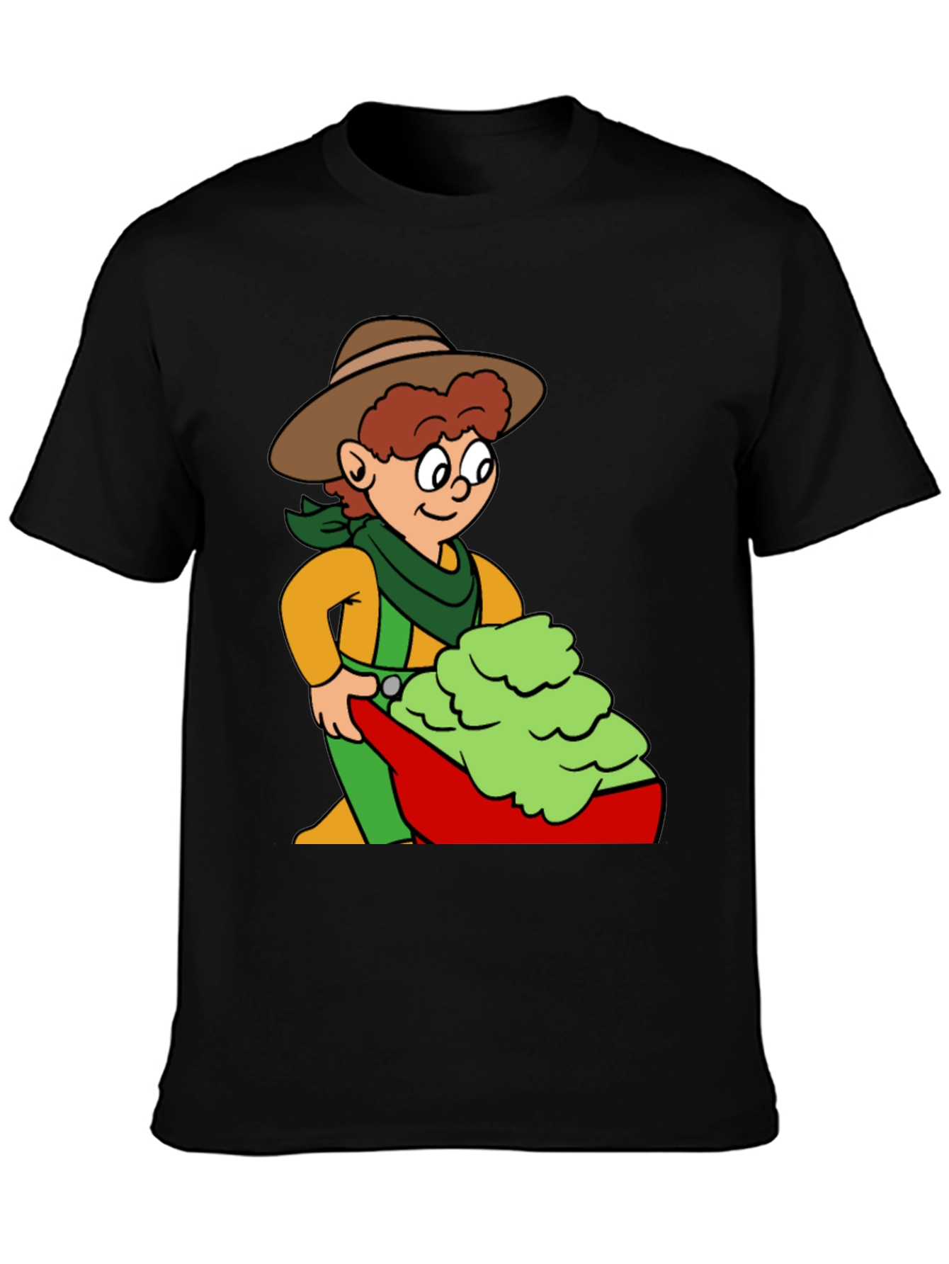 Black Cartoon Cowboy Avocado T-Shirt view 3