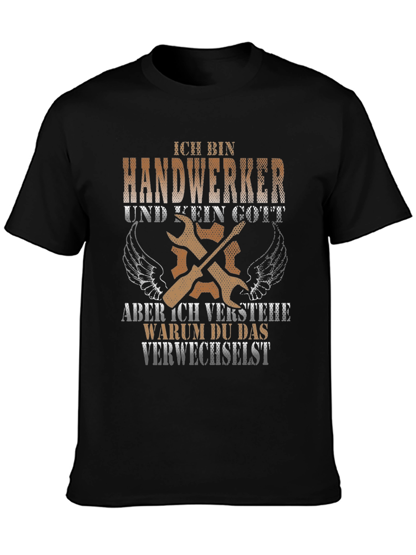 Black Handwerker T-Shirt: Not a God But Close! view 3