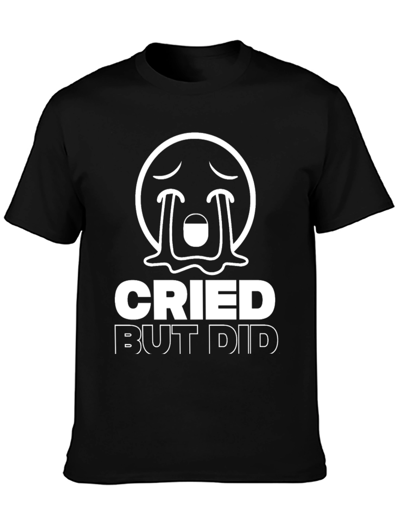 Black Cried But Did Funny Emoji Graphic T-Shirt view 3