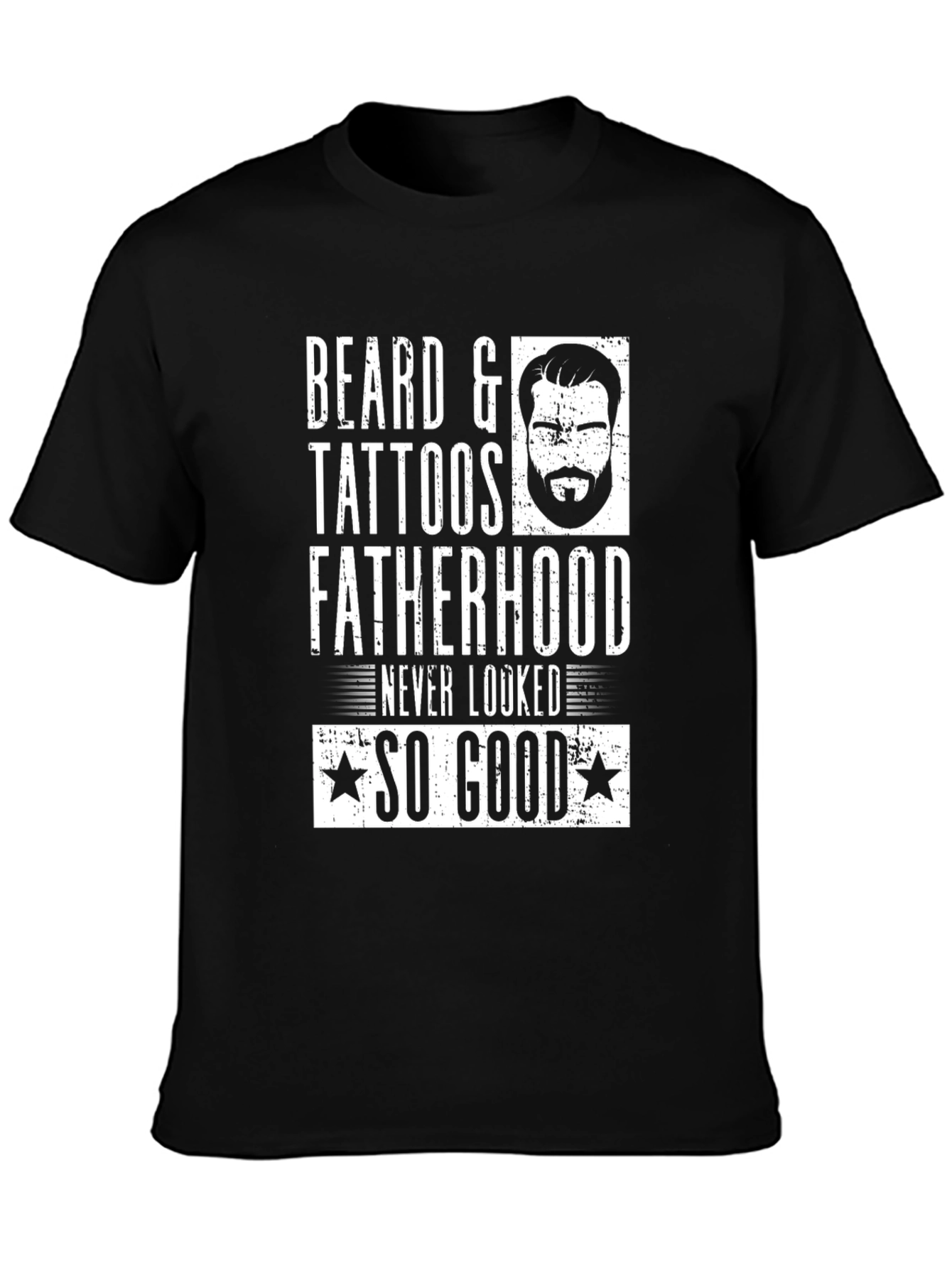 Black Beard & Tattoos Fatherhood Graphic Tee view 3